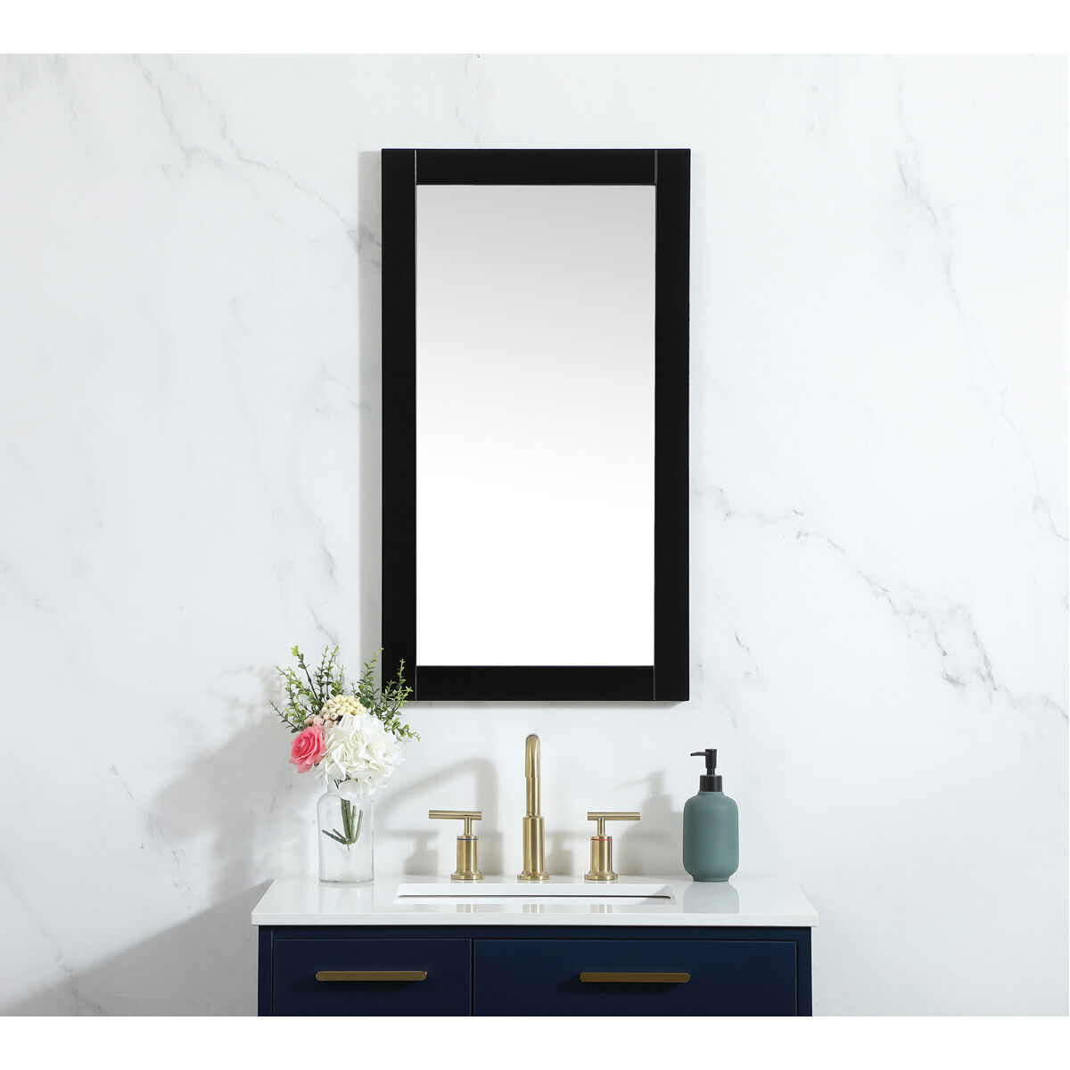 Aqua 32 X 18 inch Black Vanity Mirror