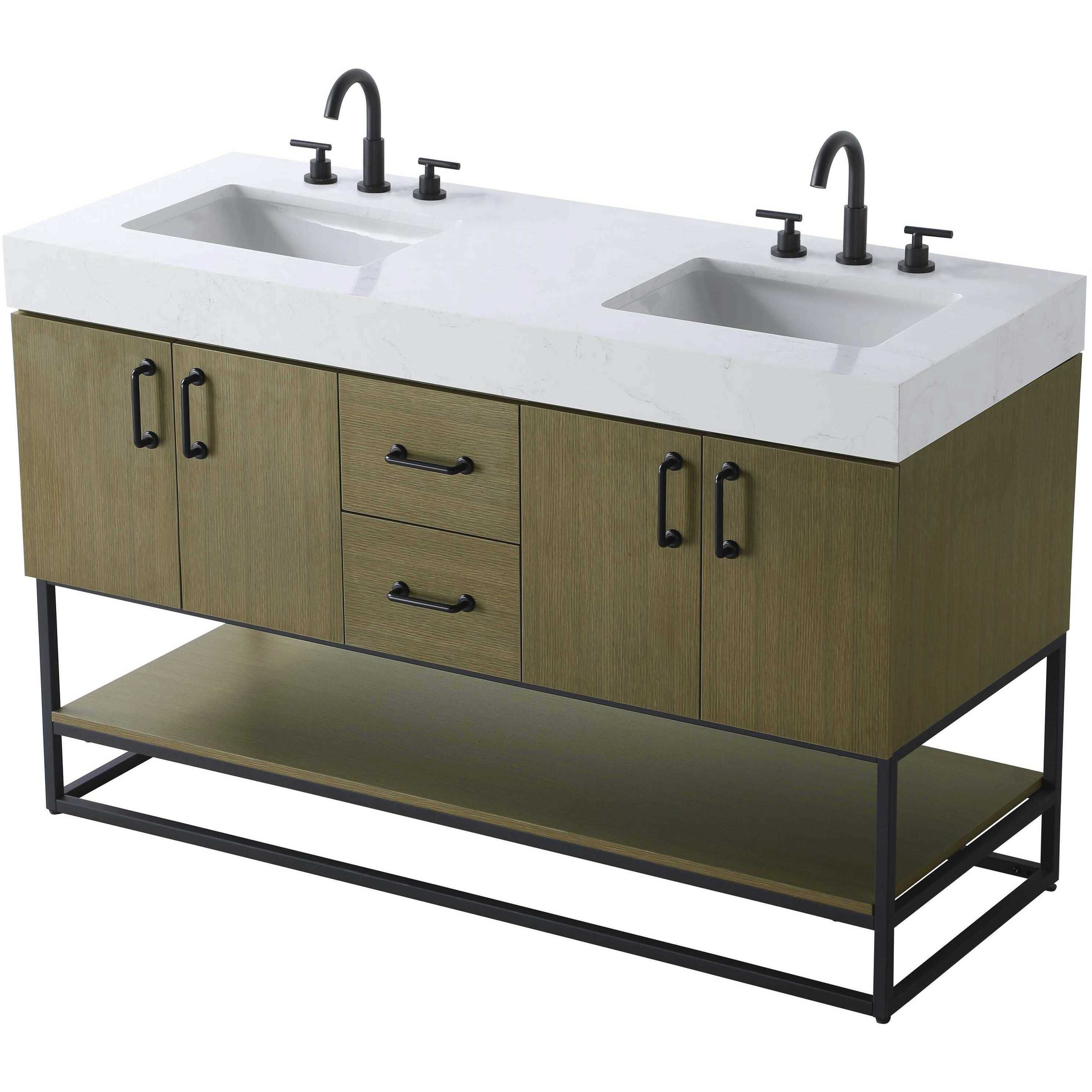 Caroline 54 X 34 inch Chestnut Brown Bathroom Vanity Cabinet