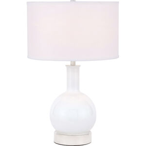 Cory 23 inch 40 watt Polished Nickel and White Table Lamp Portable Light