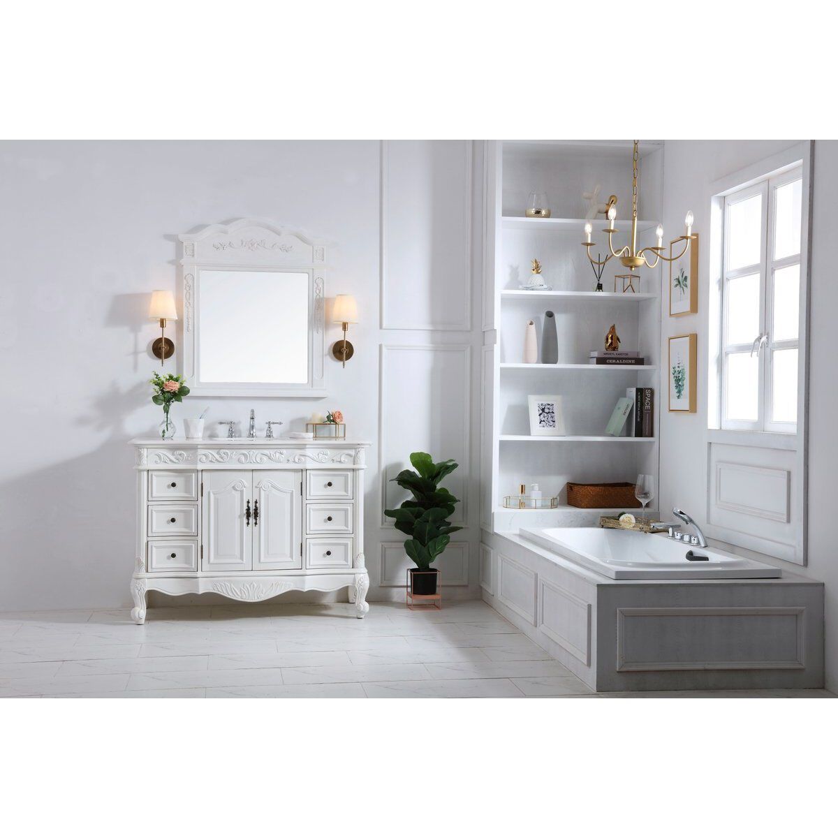 Oakland 48 X 22 X 36 inch Antique White Vanity Sink Set