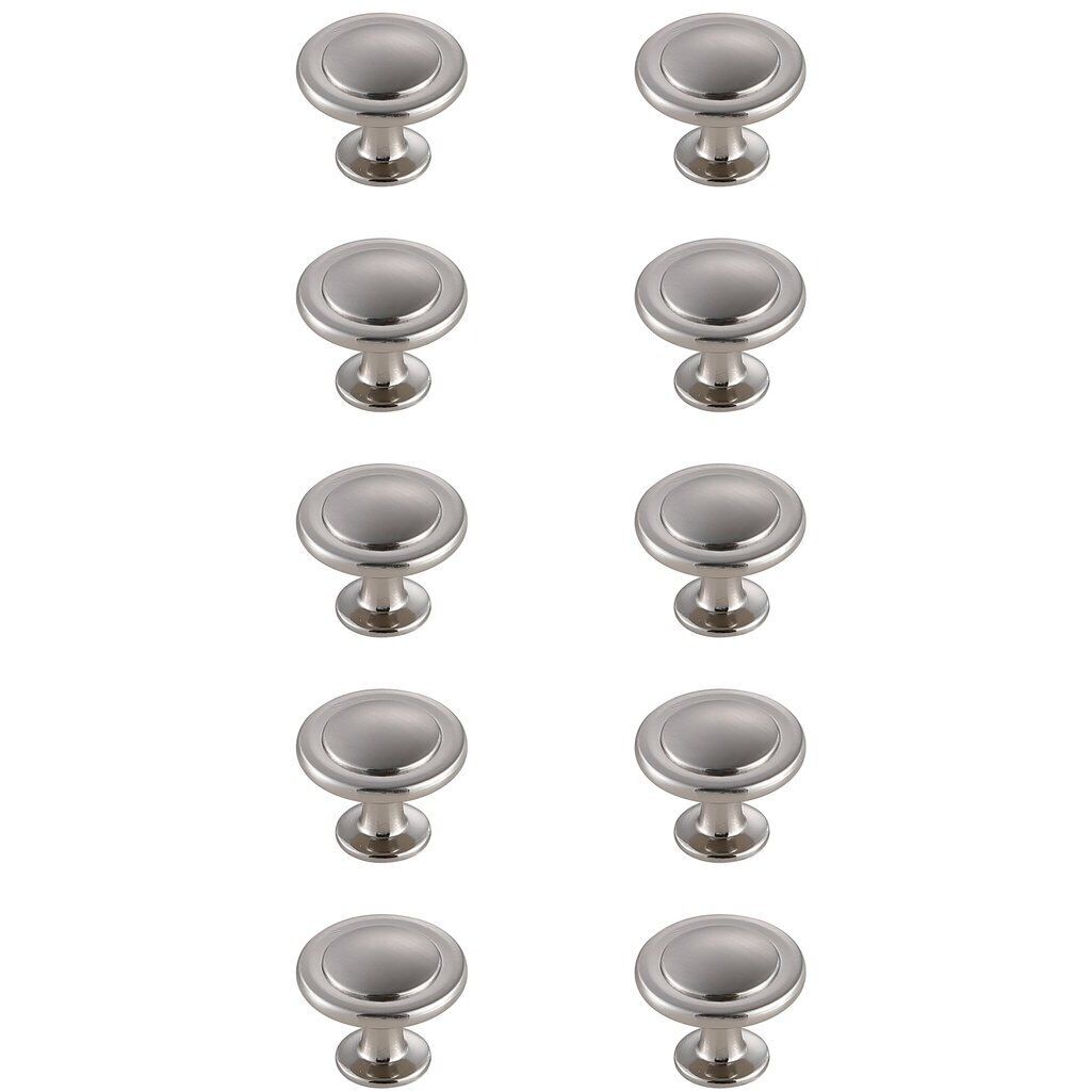 Logyn Brushed Nickel Hardware Cabinet Knob, Set of 10