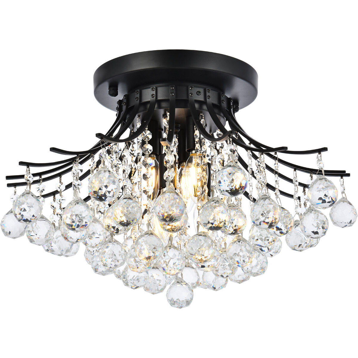 Toureg 6 Light 19 inch Black and Clear Flush Mount Ceiling Light in Royal Cut