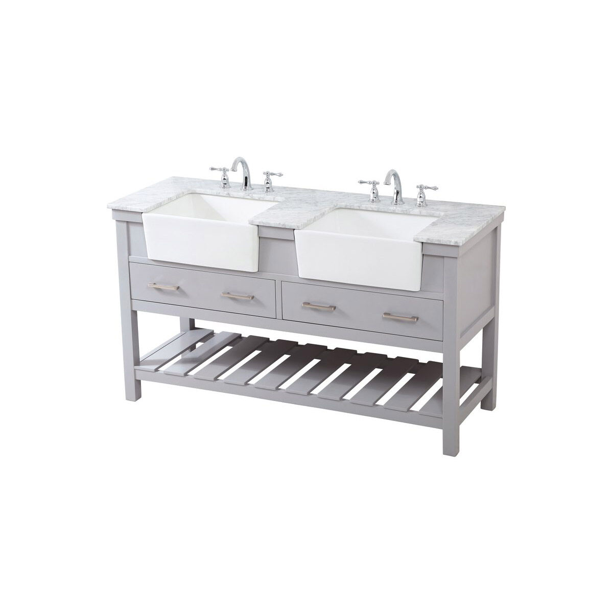 Clement 60 X 22 X 34 inch Grey Bathroom Vanity Cabinet