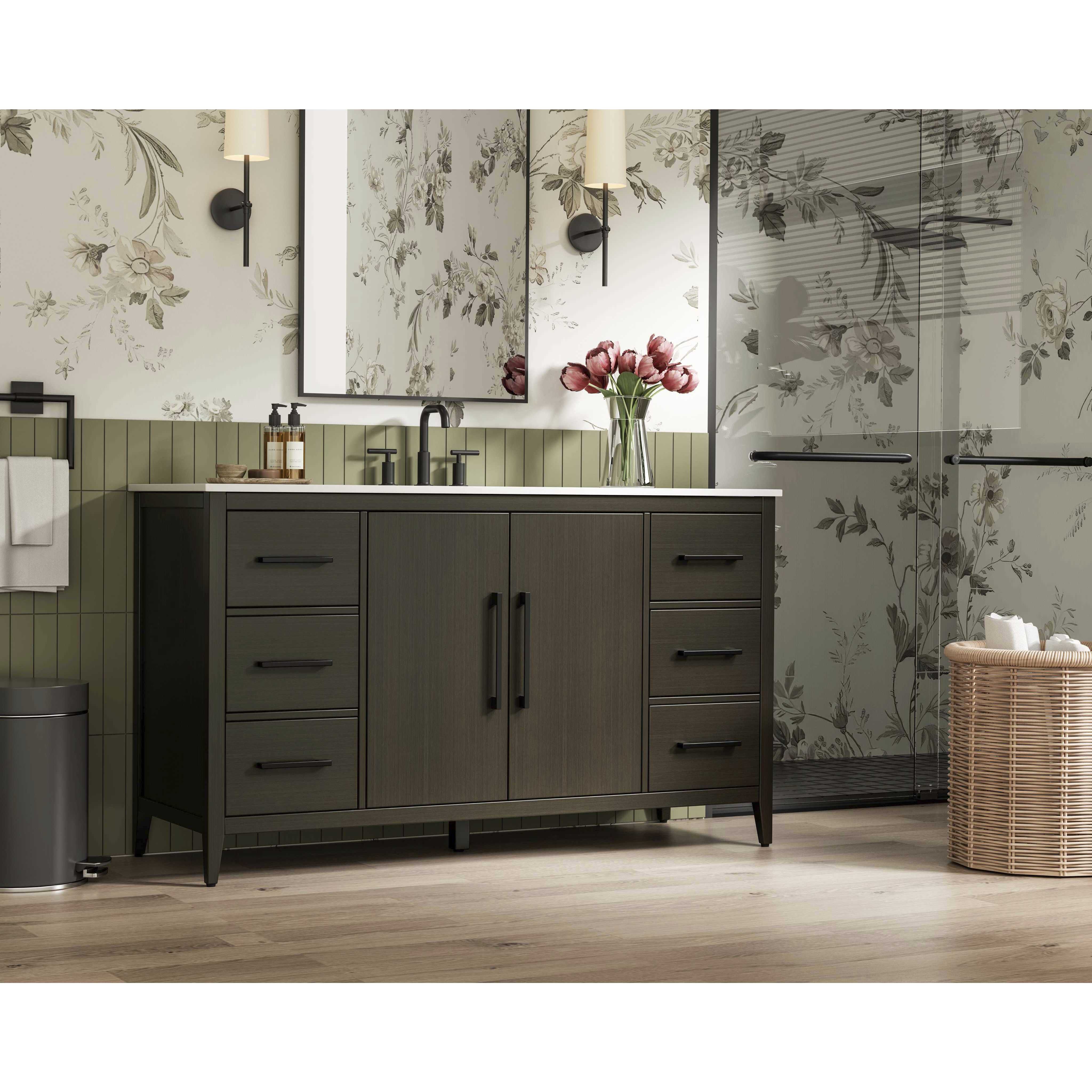 Millie 60 X 35 inch Mocha Brown Bathroom Vanity Cabinet