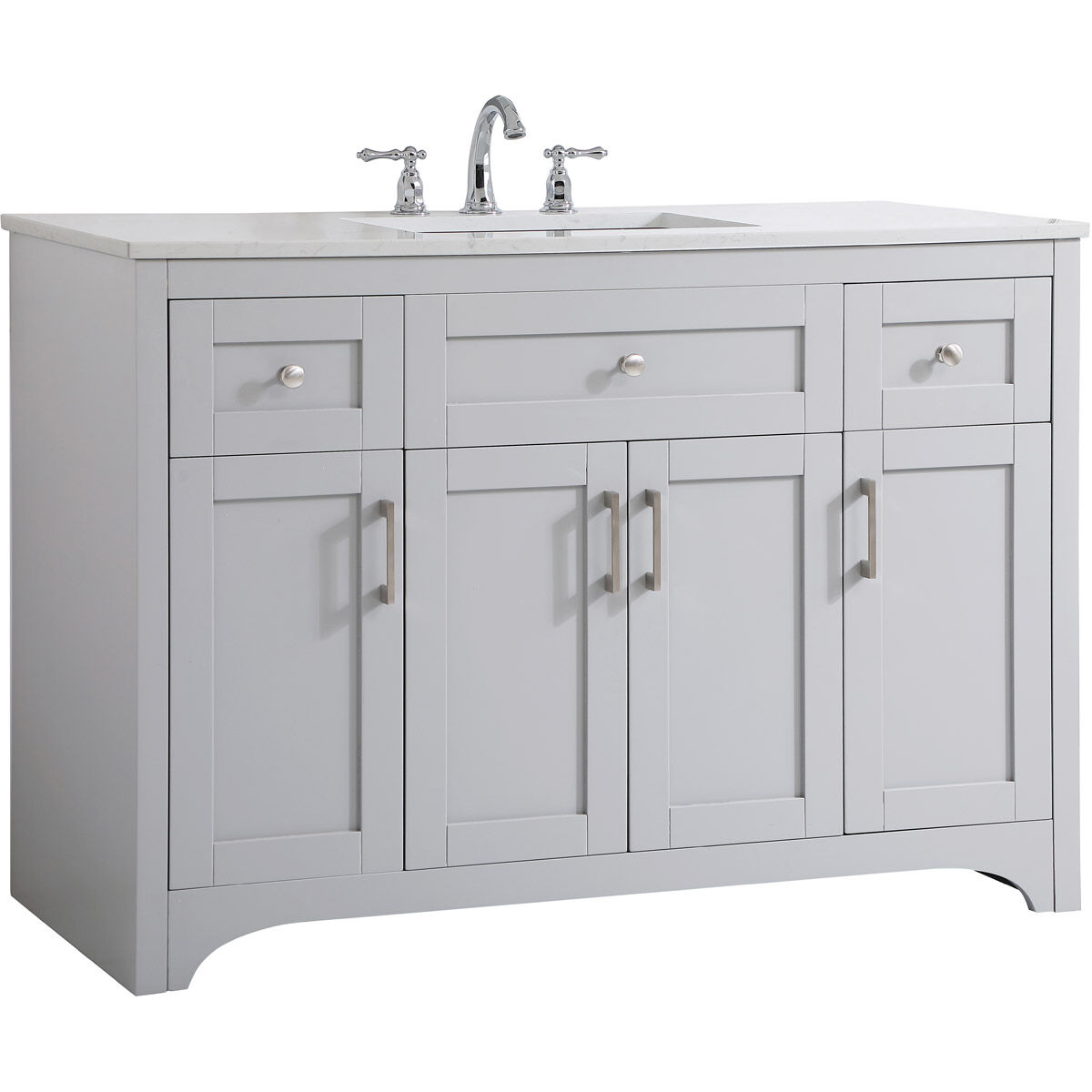 Moore 48 X 22 X 34 inch Grey and Brushed Nickel with Calacatta Quartz Vanity Sink Set