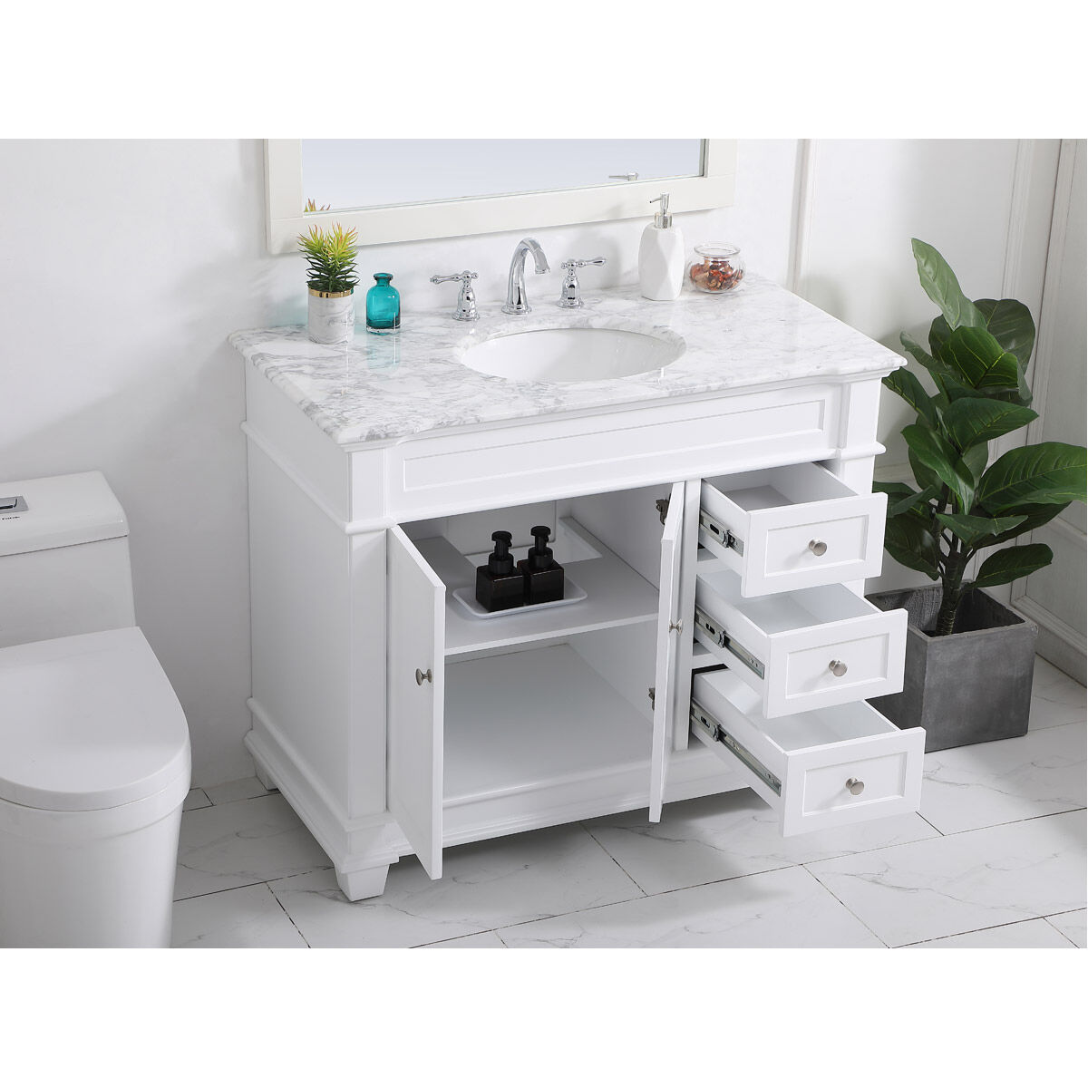 Wesley 42 X 21.5 X 35 inch White Vanity Sink Set