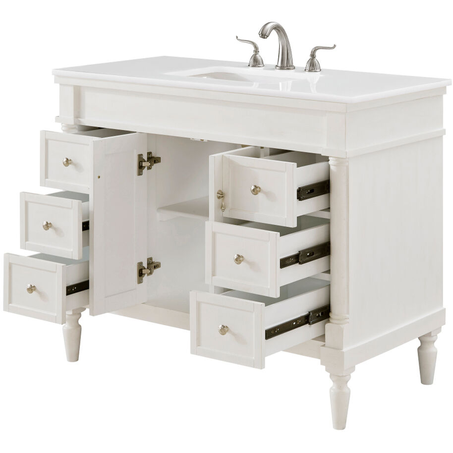 Lexington 42 X 21.5 X 35 inch Antique White Vanity Sink Set