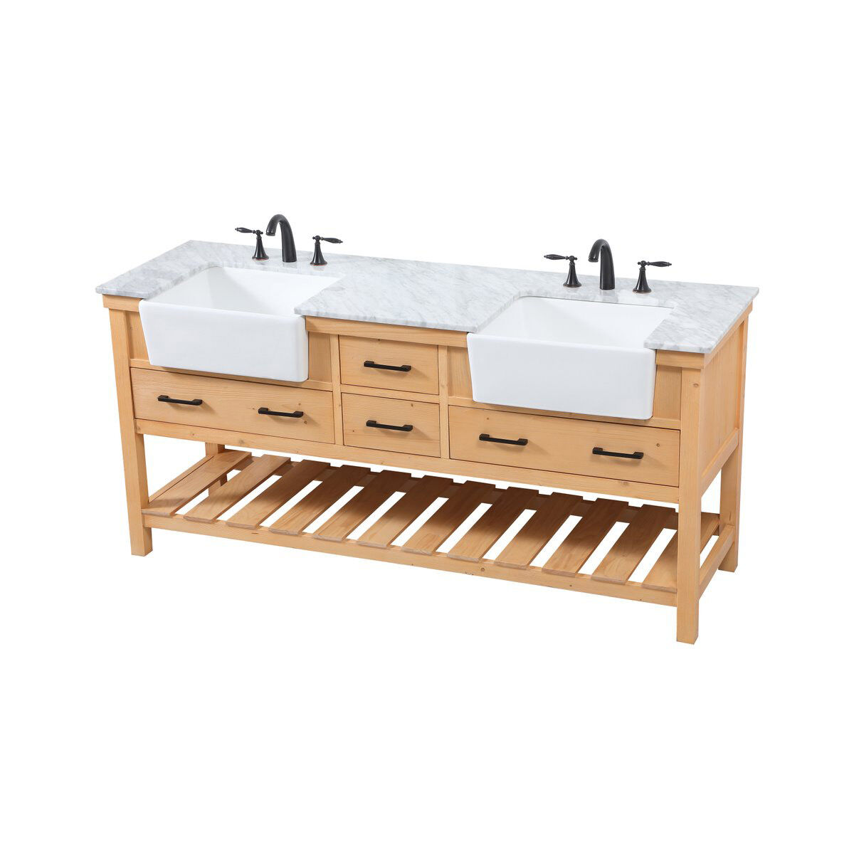 Clement 72 X 22 X 34 inch Natural Wood Bathroom Vanity Cabinet