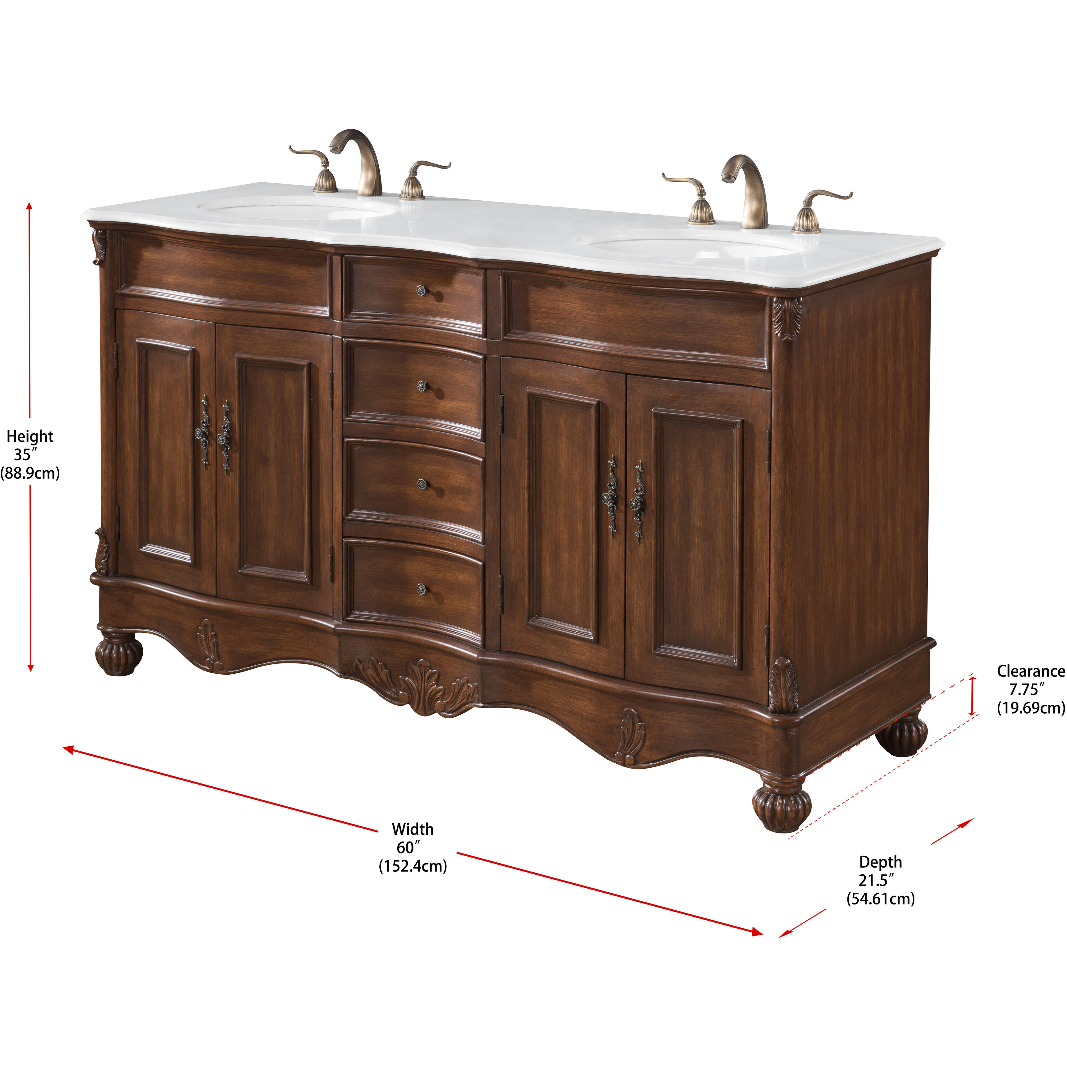 Windsor 60 X 21.5 X 35 inch Teak Vanity Sink Set