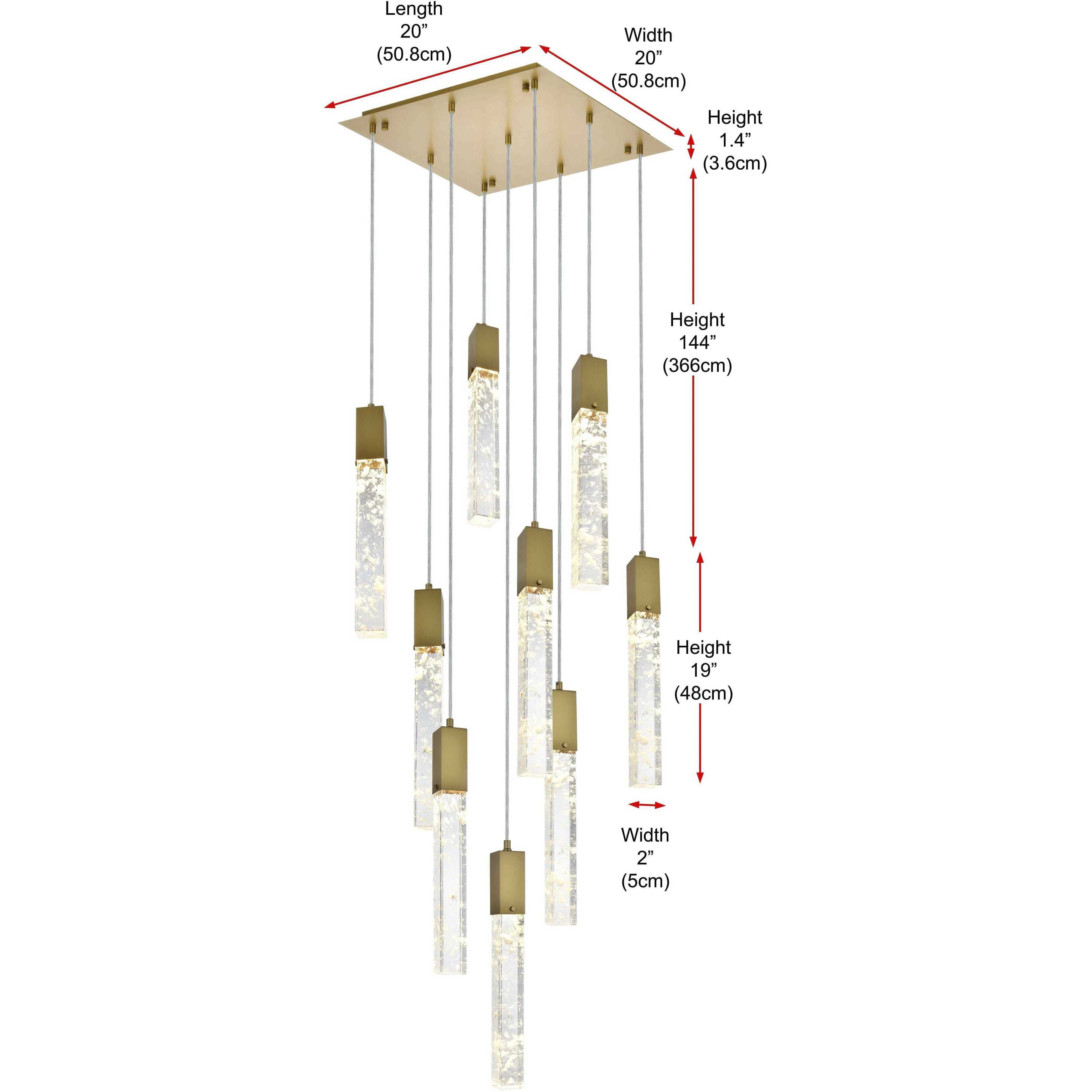 Aurora 9 Light 20 inch Satin Gold Pendant Ceiling Light
