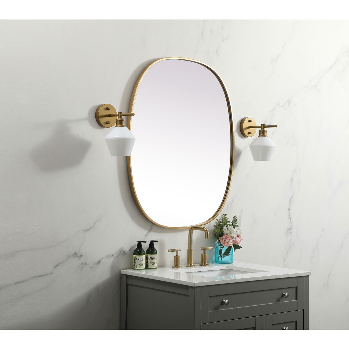 Brynn 36 X 30 inch Brass Mirror in 30 x 36