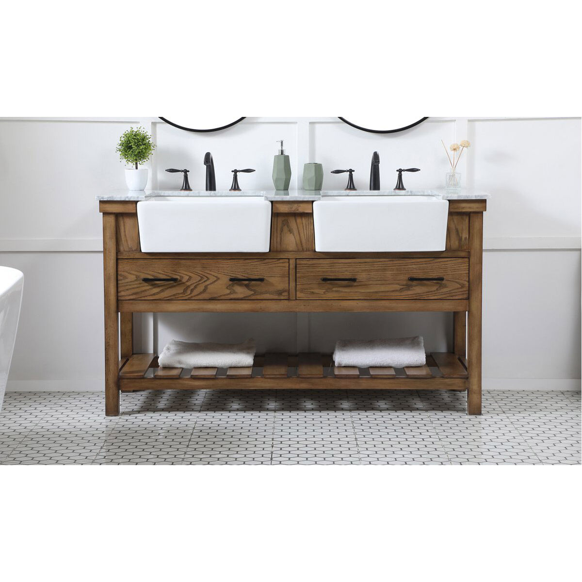 Clement 60 X 22 X 34 inch Driftwood Bathroom Vanity Cabinet