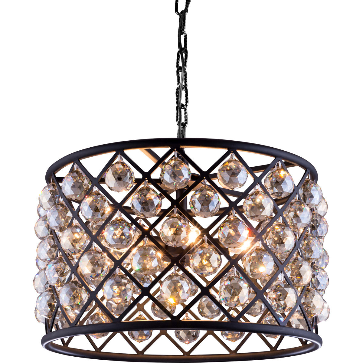 Madison 6 Light 20 inch Matte Black Pendant Ceiling Light in Golden Teak, Urban Classic
