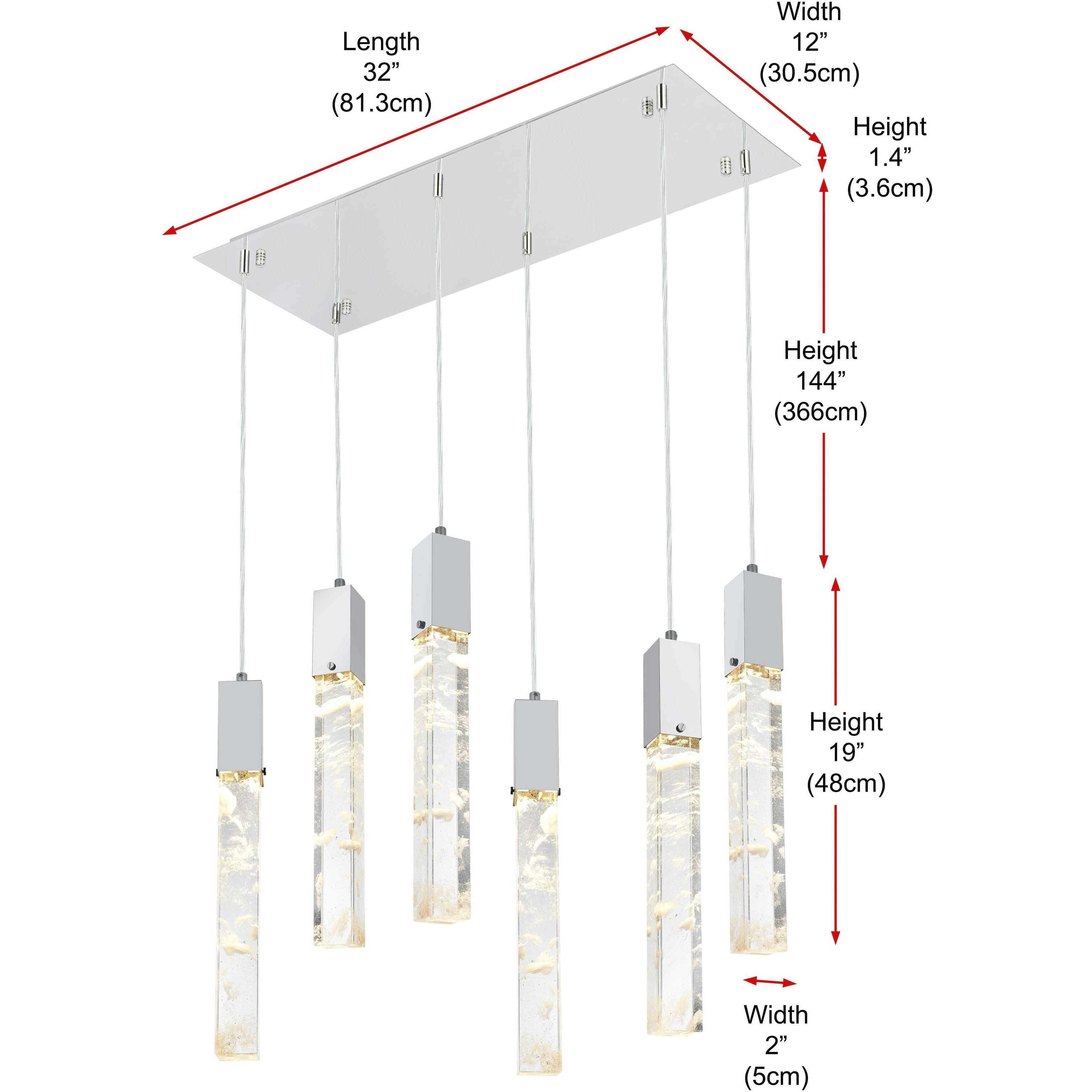 Aurora 6 Light 12 inch Chrome Pendant Ceiling Light