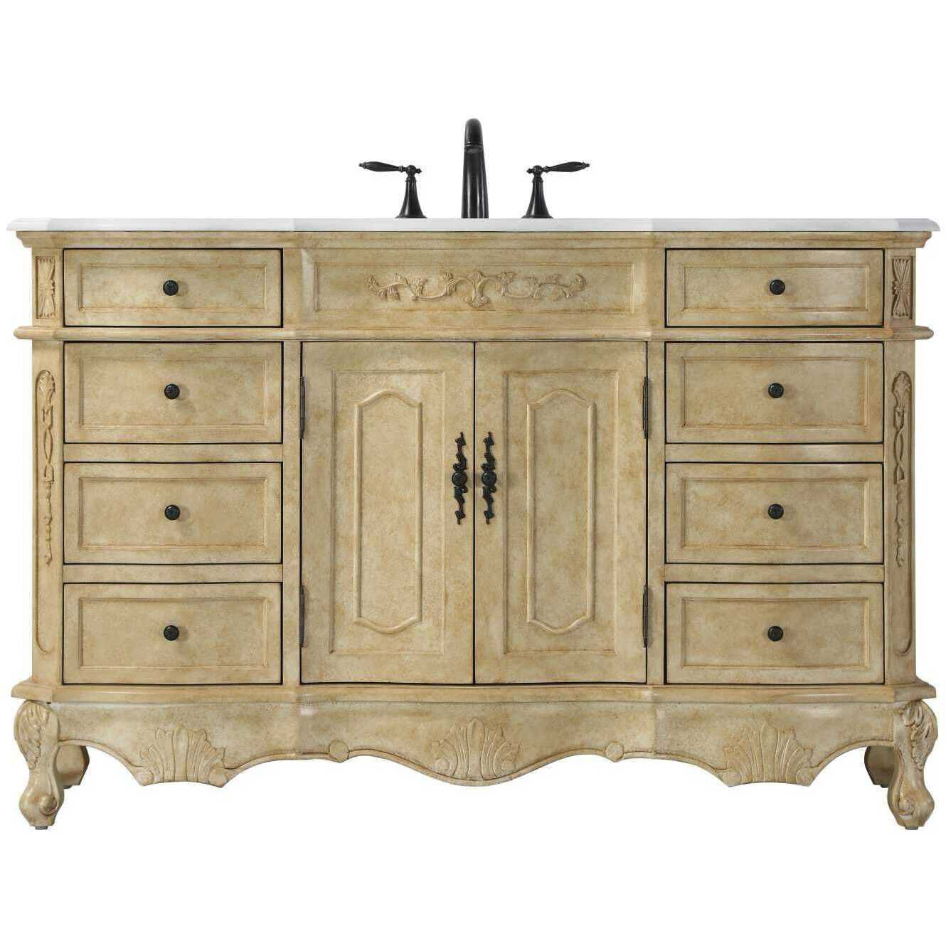 Danville 54 X 36 inch Antique Beige Bathroom Vanity Cabinet