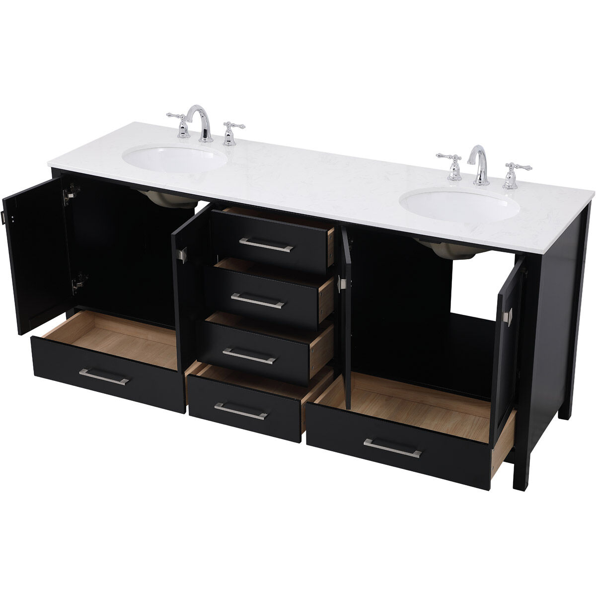 Irene 72 X 22 X 34 inch Black Vanity Sink Set