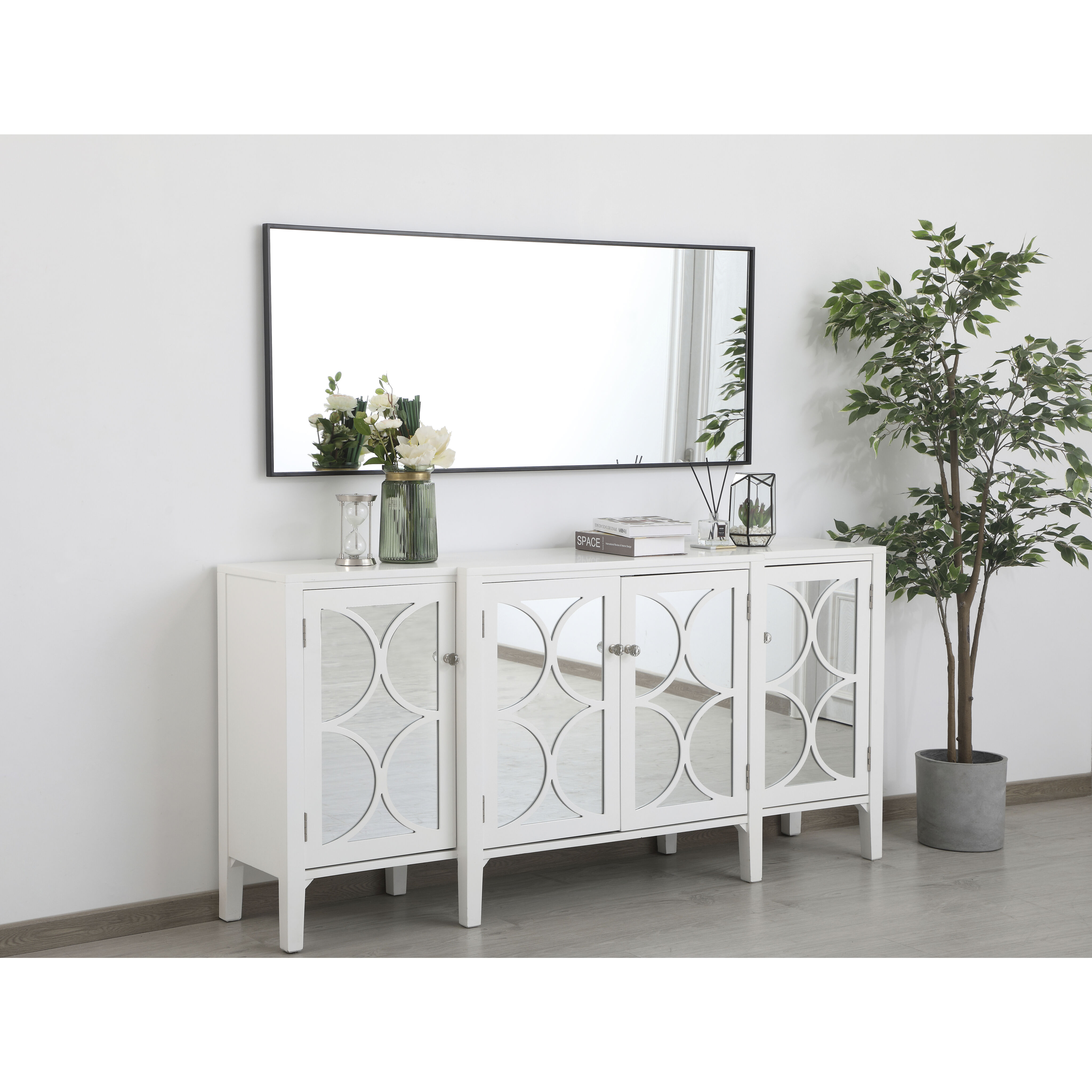 Monet 60 X 24 inch Black Wall Mirror