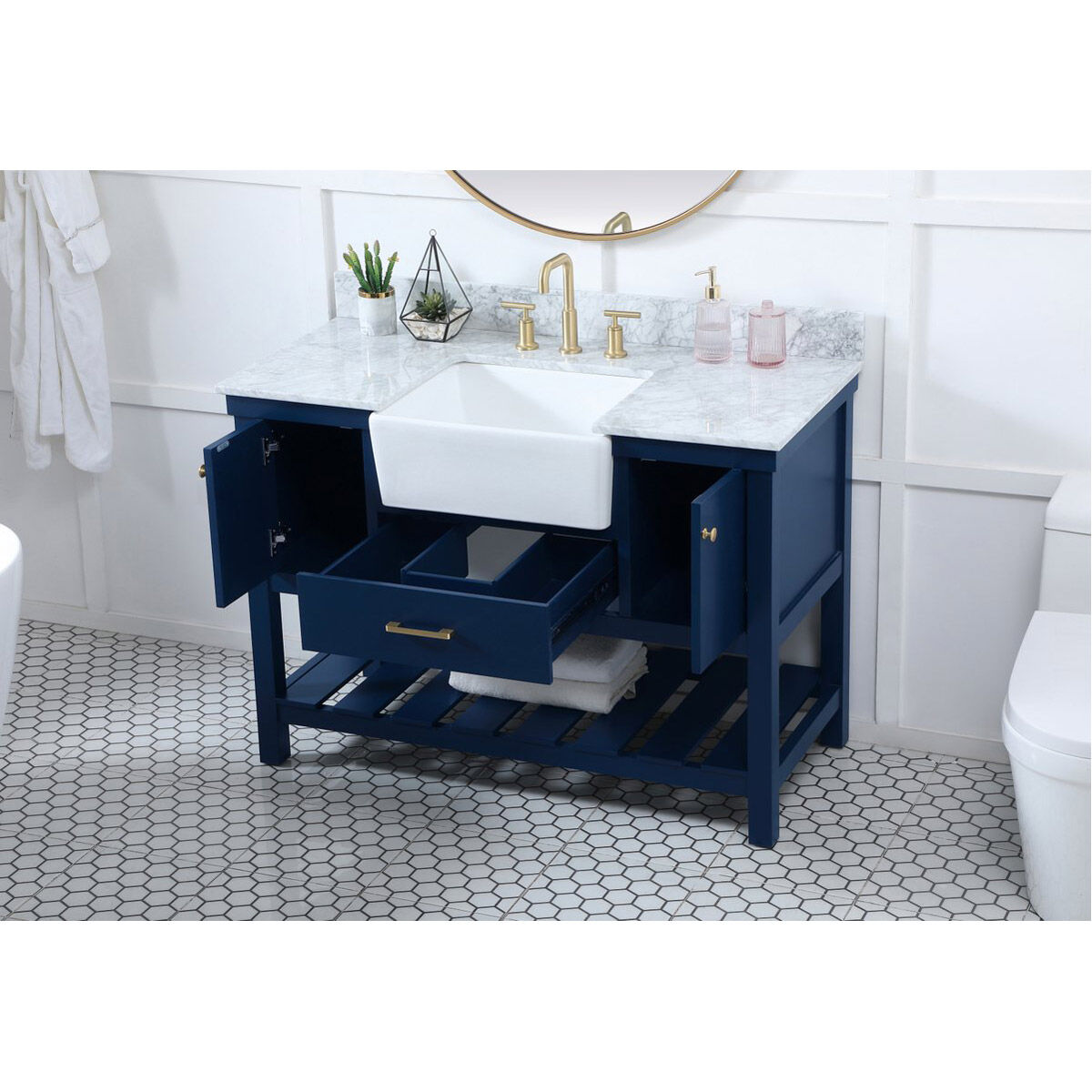 Clement 48 X 22 X 34.13 inch Blue Bathroom Vanity Cabinet