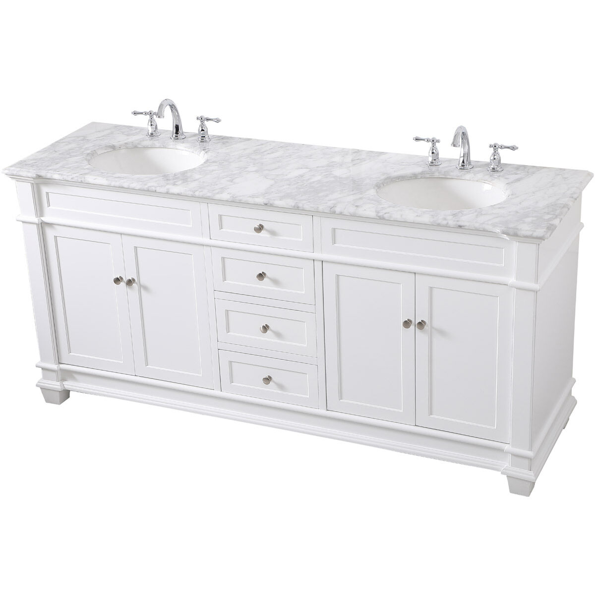 Wesley 72 X 22 X 35 inch White Vanity Sink Set