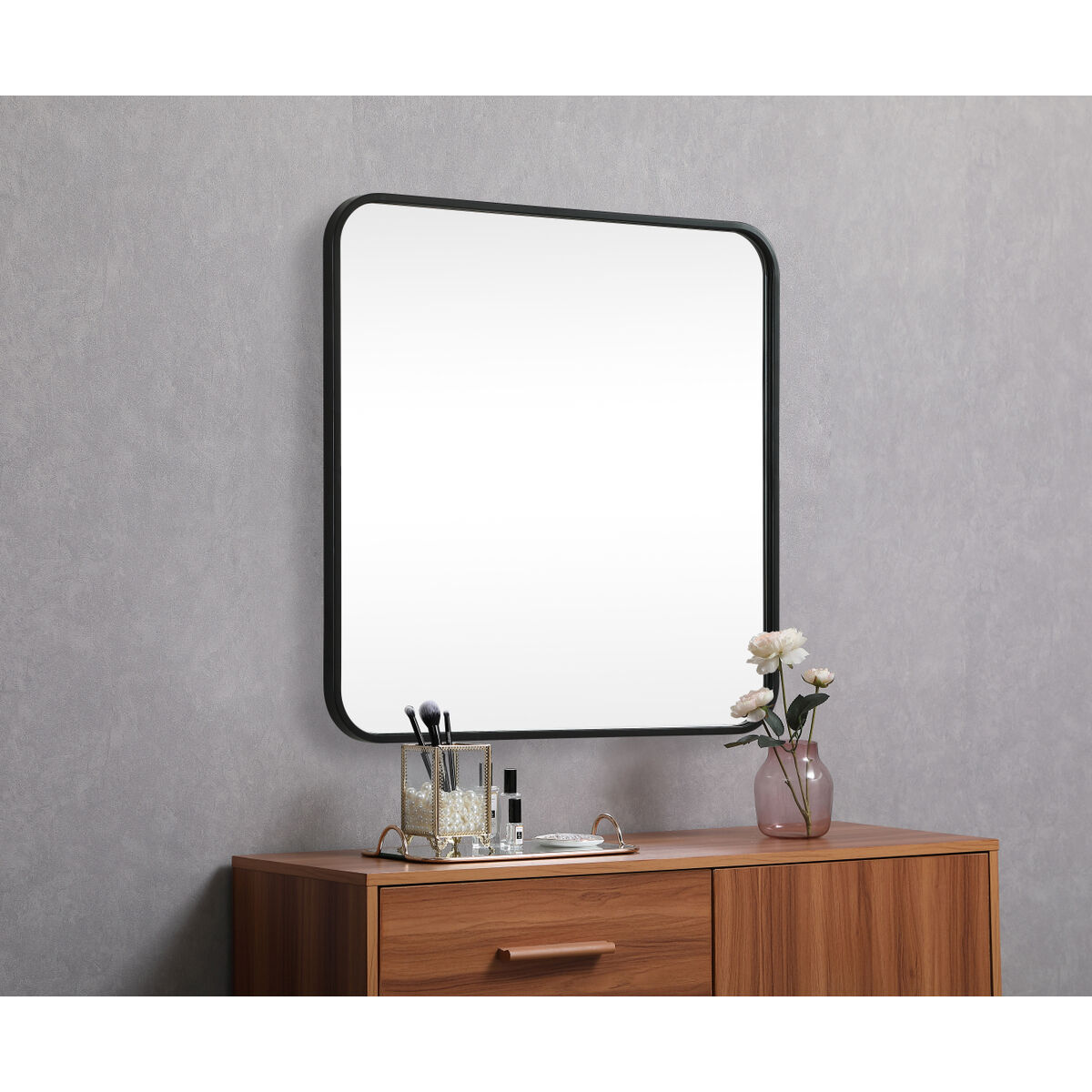 Evermore 24 X 24 inch Black Vanity Mirror