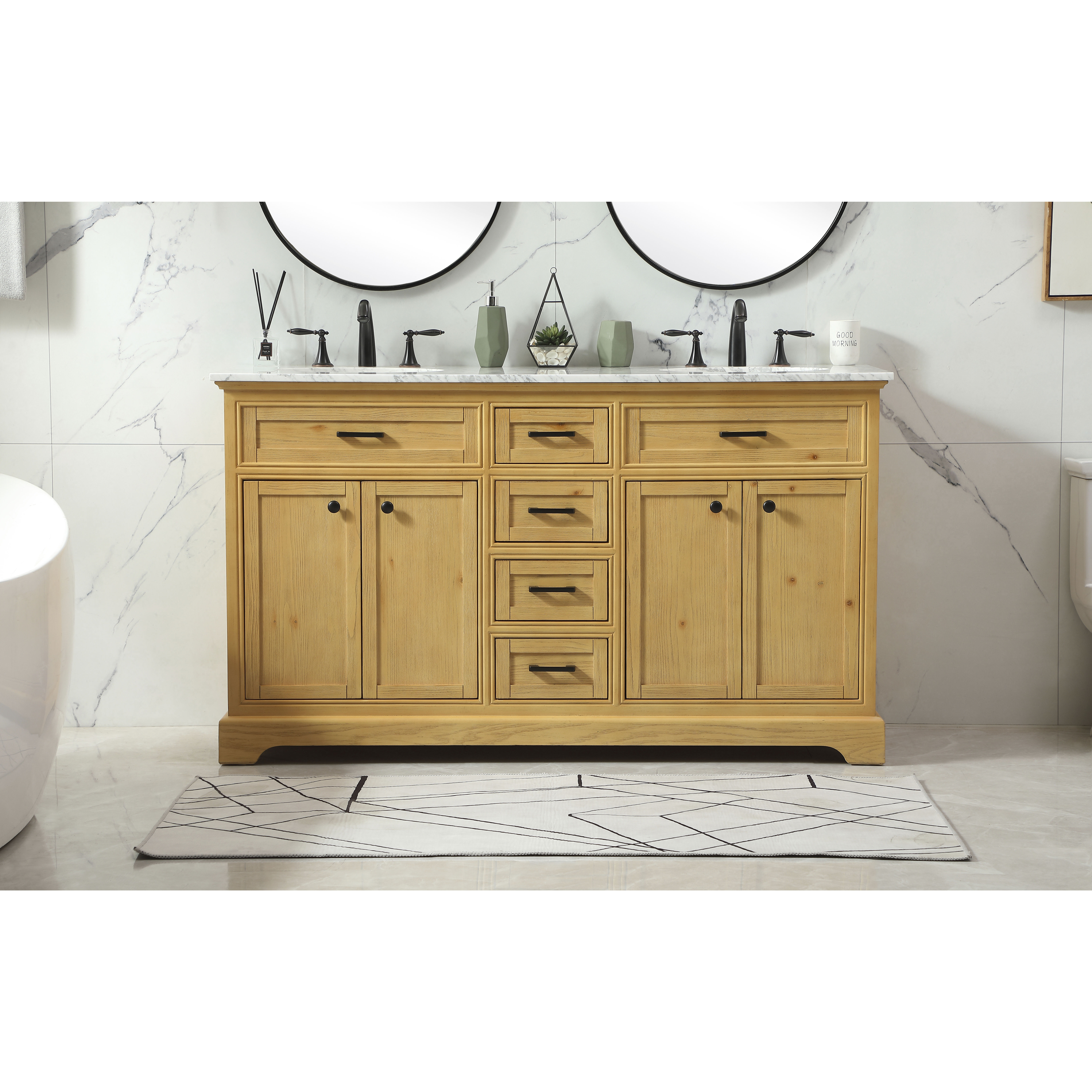 Americana 60 X 22 X 35 inch Natural Wood Vanity Sink Set