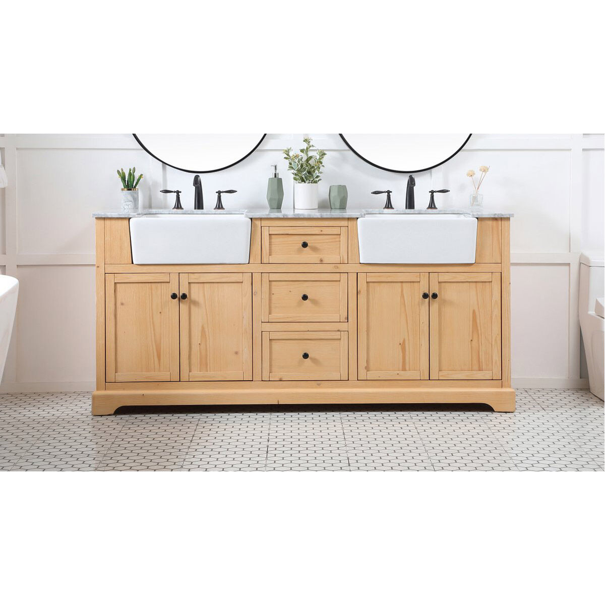 Franklin 72 X 22 X 35 inch Natural Wood Bathroom Vanity Cabinet