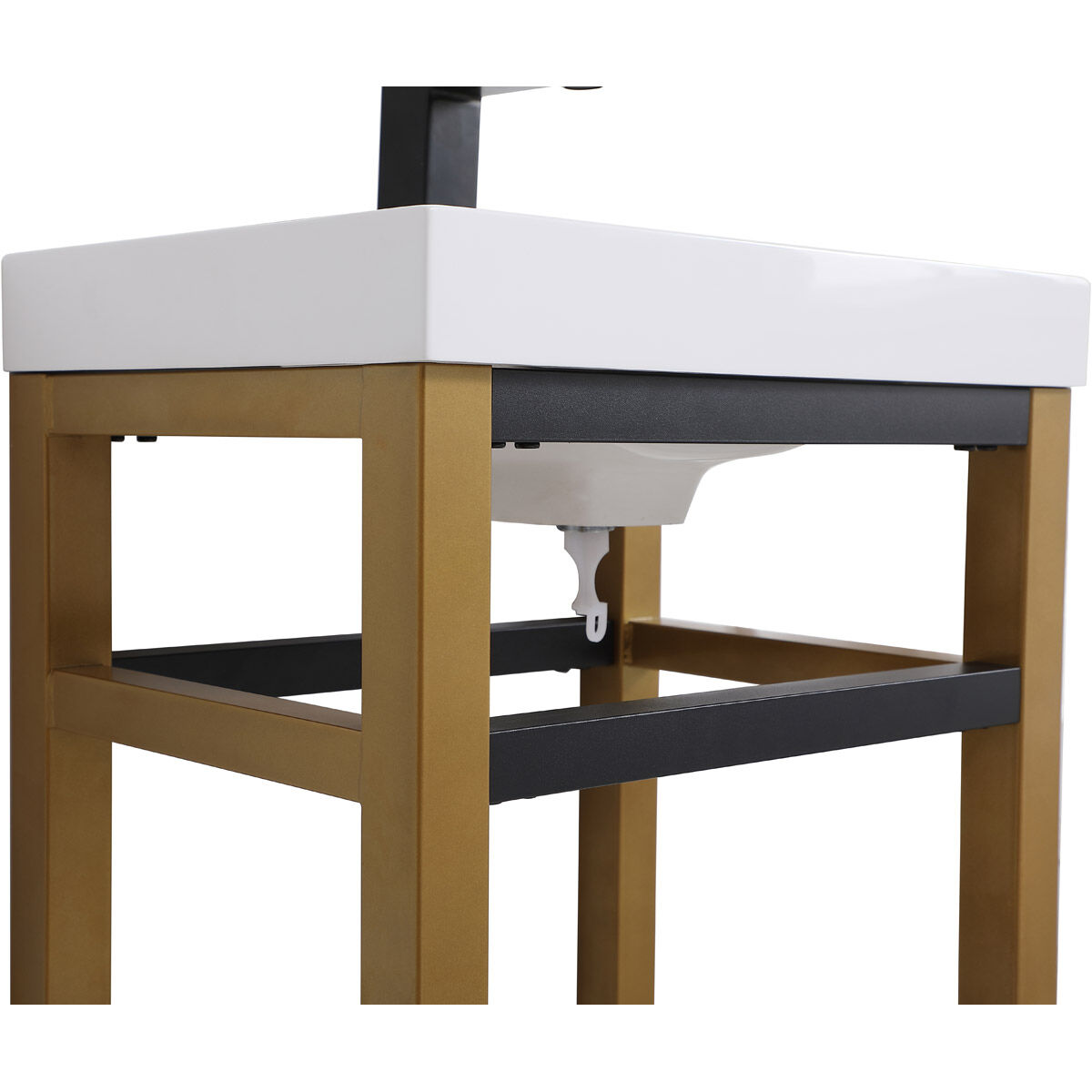 Raya 18 X 14 X 34 inch Gold and Black with White Vanity Sink Set