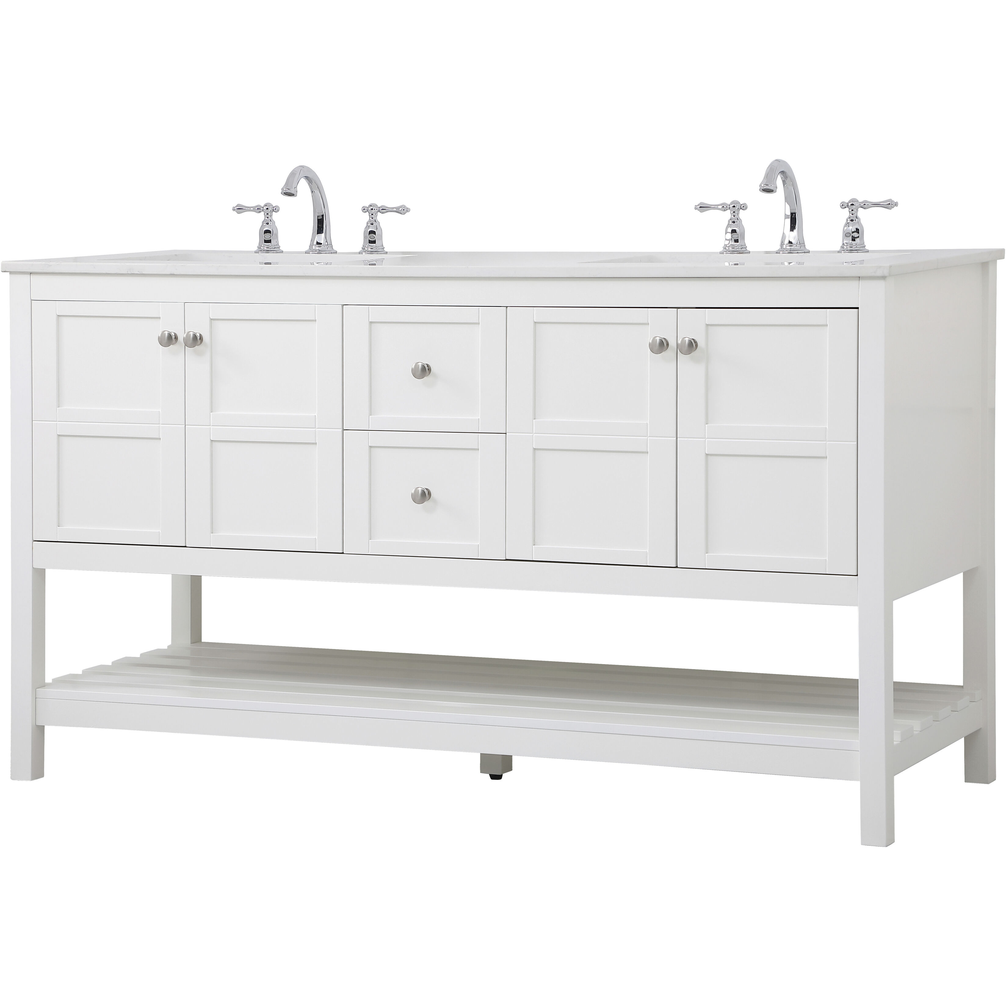 Theo 60 X 22 X 34 inch White Vanity Sink Set