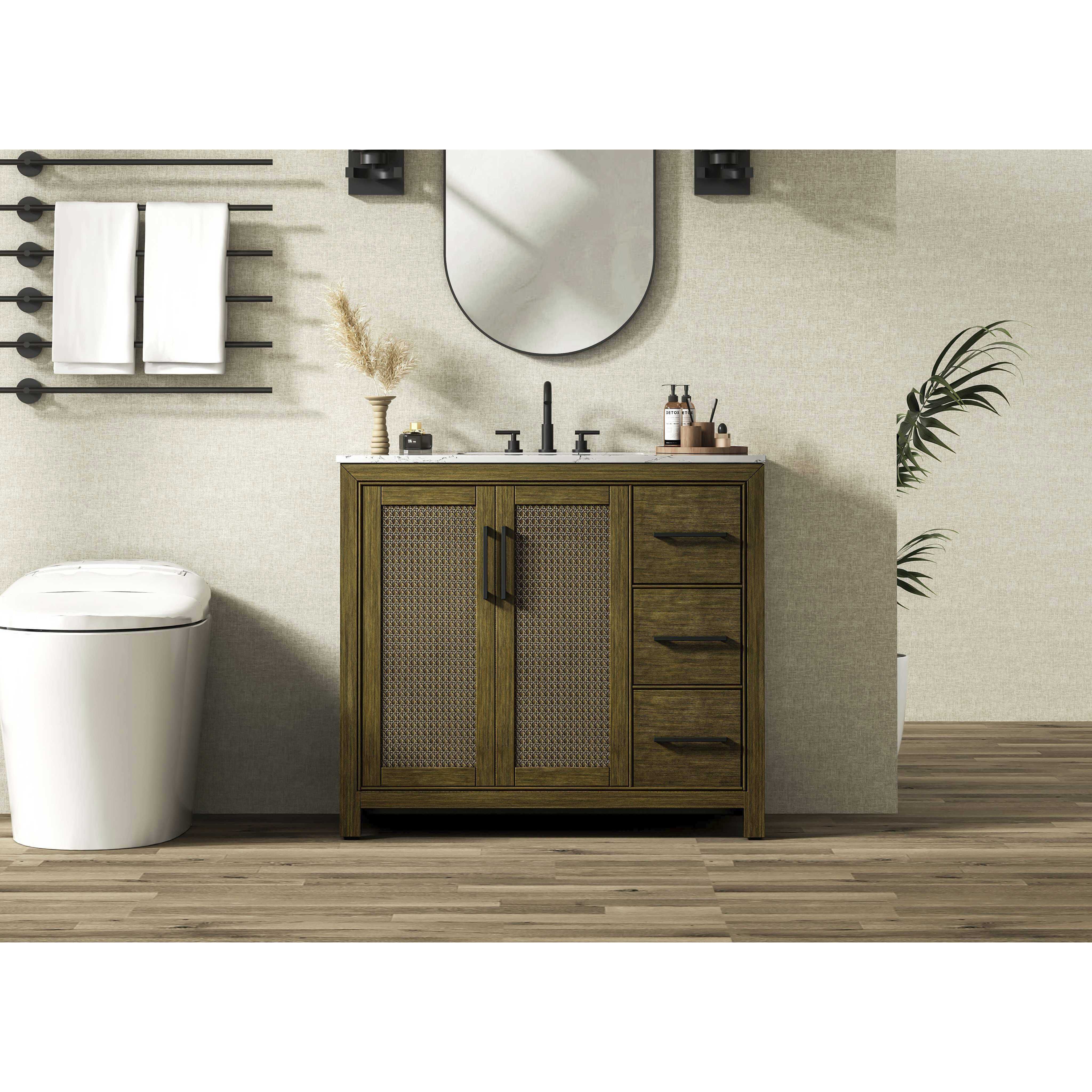 Alina 42 X 34 inch Hazel Oak Bathroom Vanity Cabinet