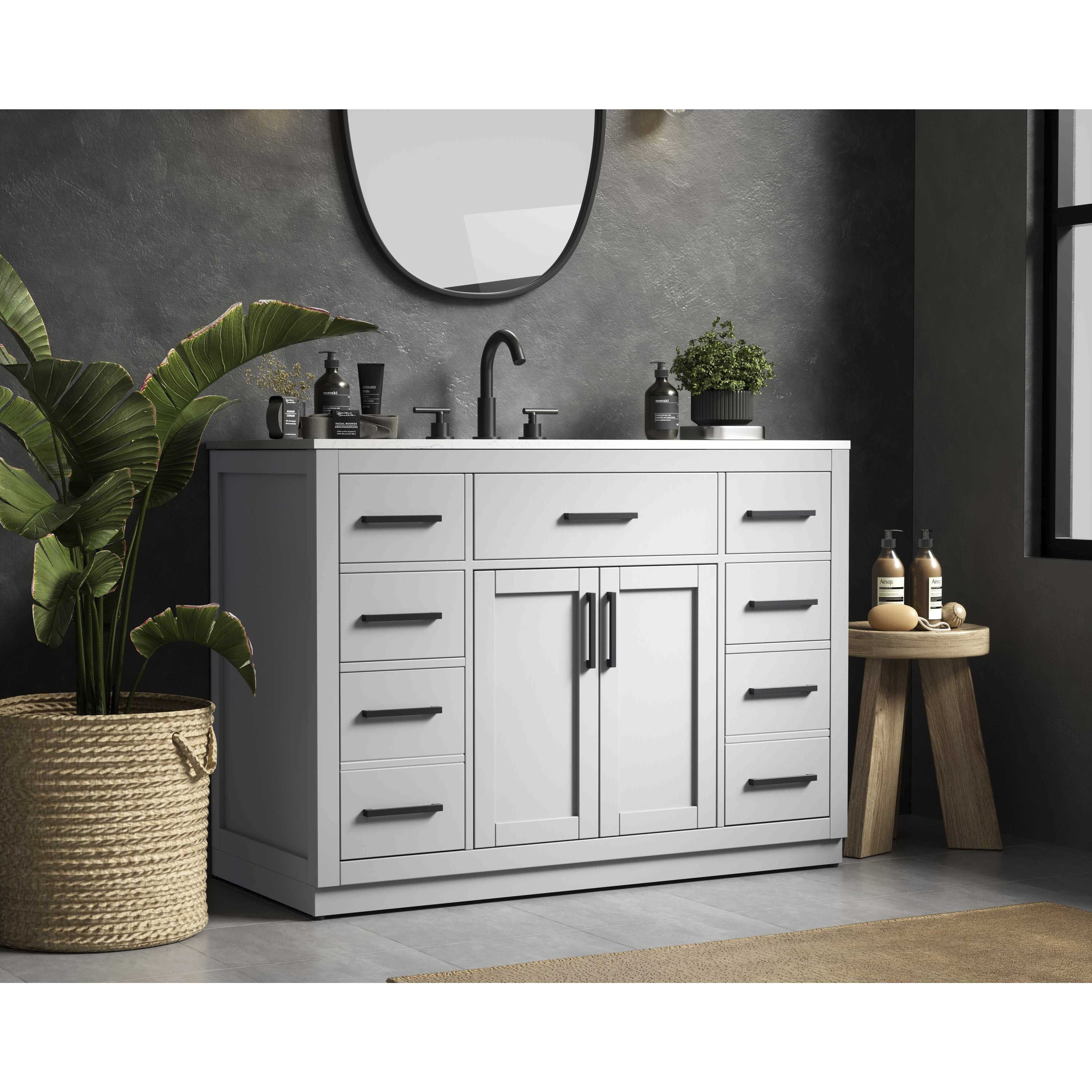 Alden 48 X 35 inch Grey Bathroom Vanity Cabinet