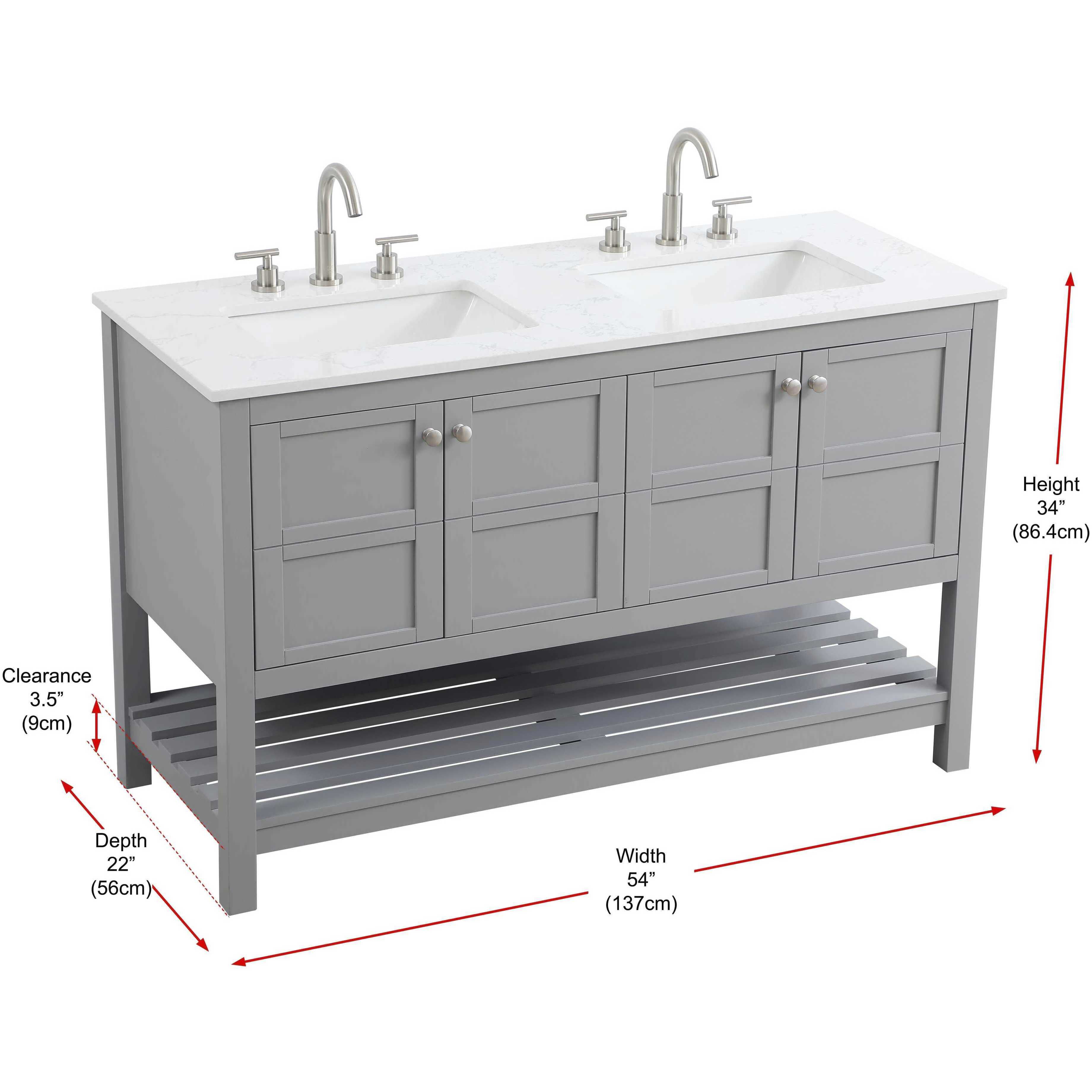 Theo 54 X 34 inch Grey Bathroom Vanity Cabinet