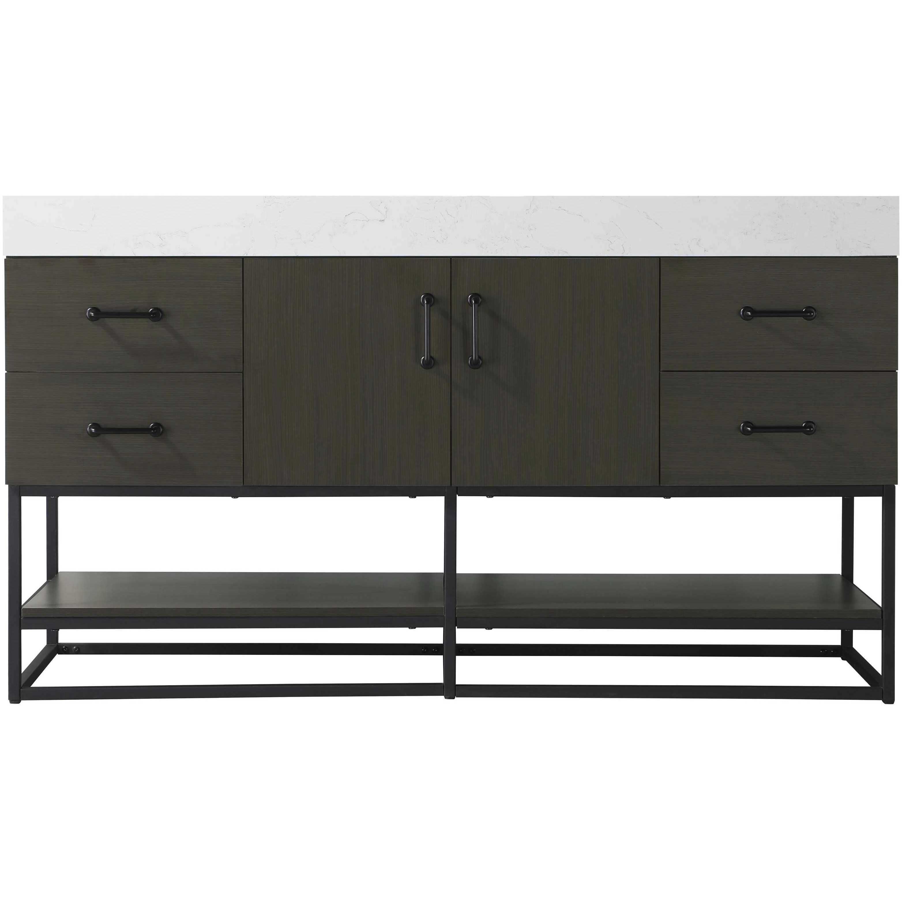 Caroline 60 X 34 inch Mocha Brown Bathroom Vanity Cabinet