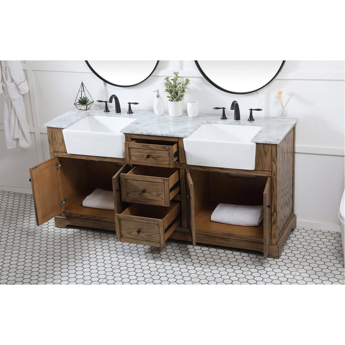 Franklin 72 X 22 X 35 inch Driftwood Bathroom Vanity Cabinet