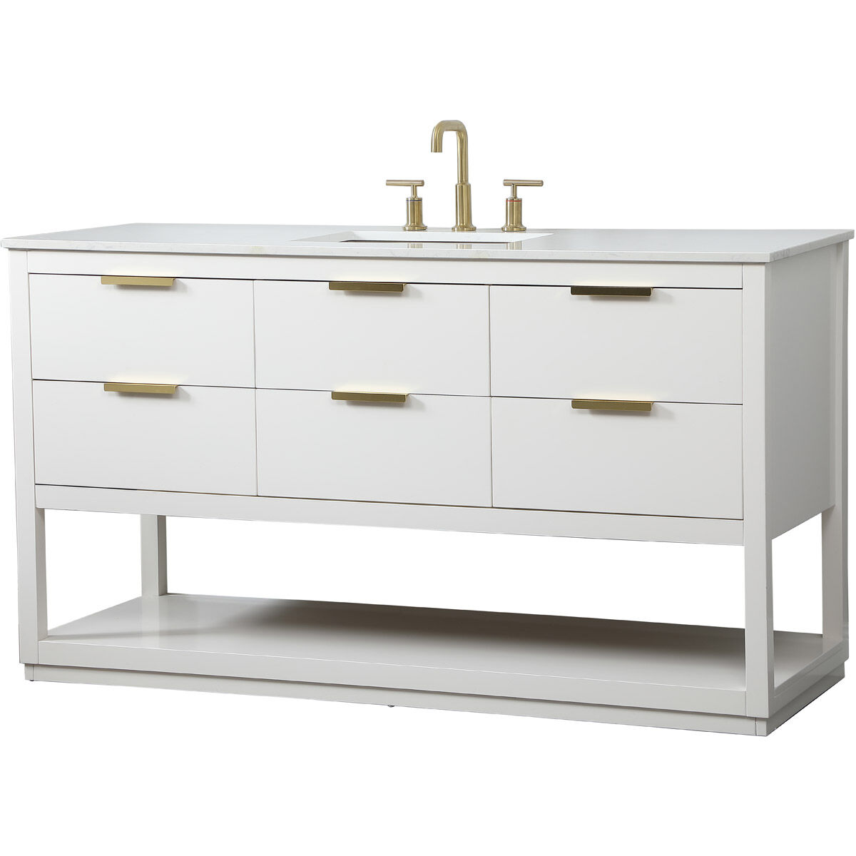 Larkin 60 X 22 X 34 inch White Vanity Sink Set