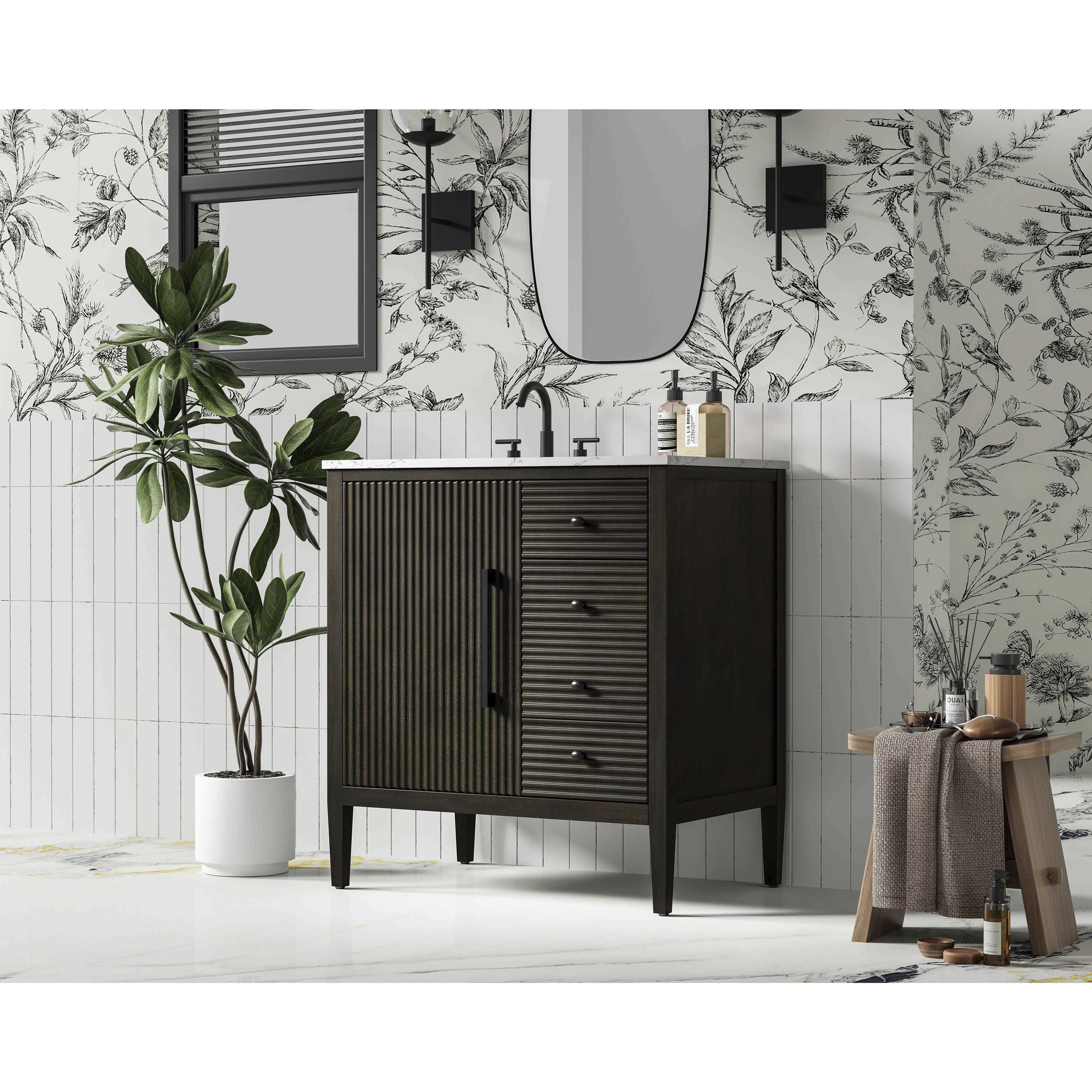 Blakely 32 X 34 inch Chocolate Oak Bathroom Vanity Cabinet