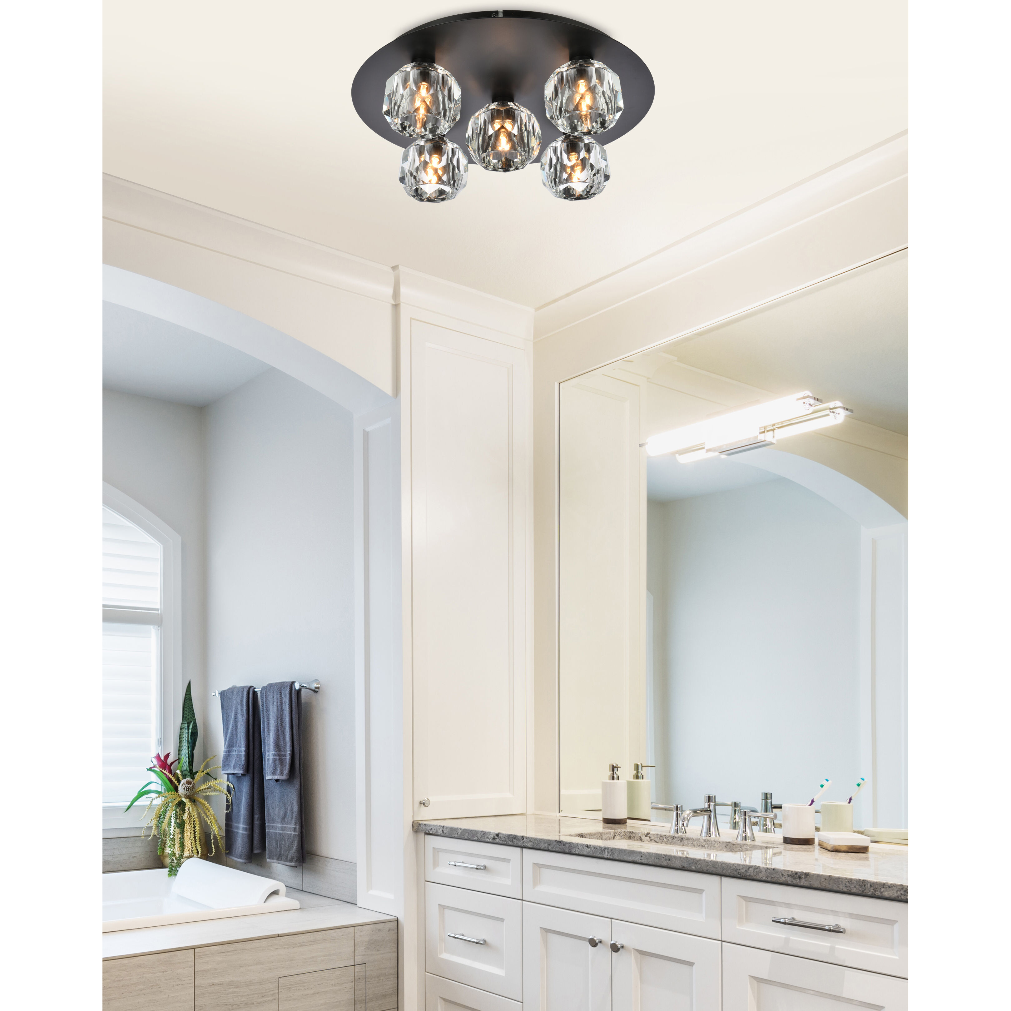 Graham 5 Light 16 inch Black Flush Mount Ceiling Light