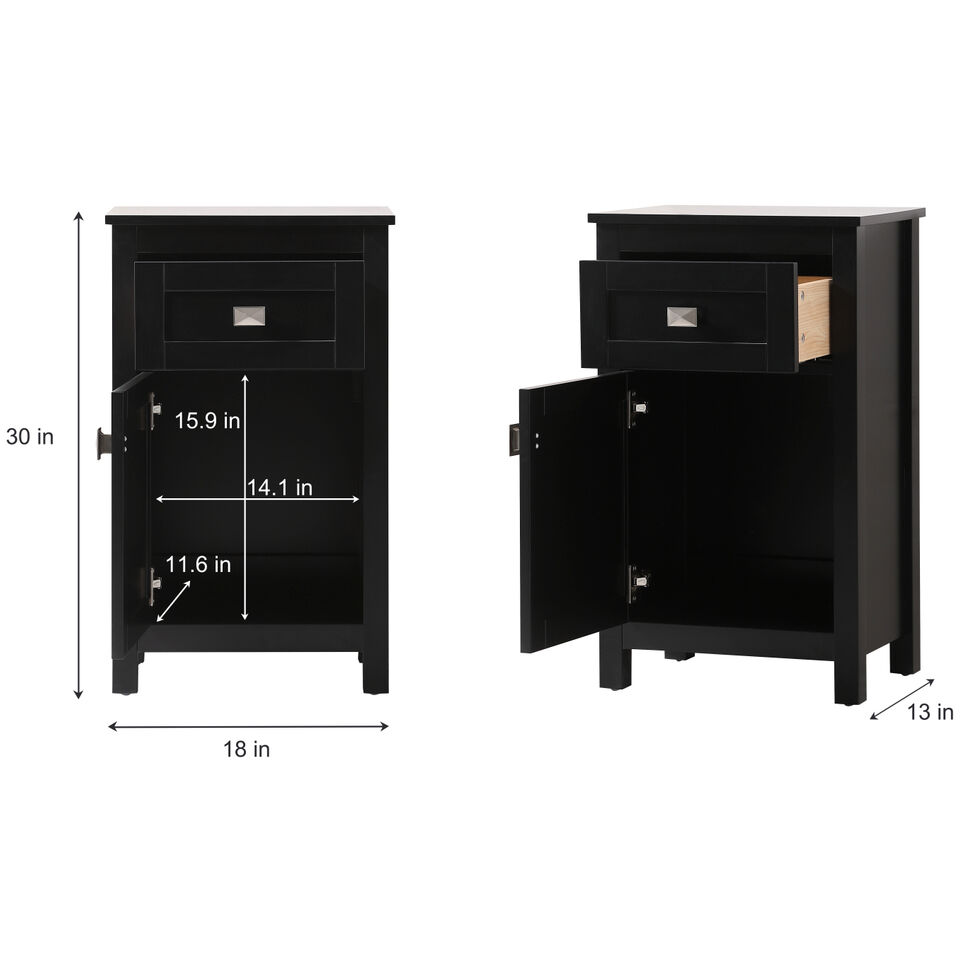 Adian Black Bathroom Storage Cabinet