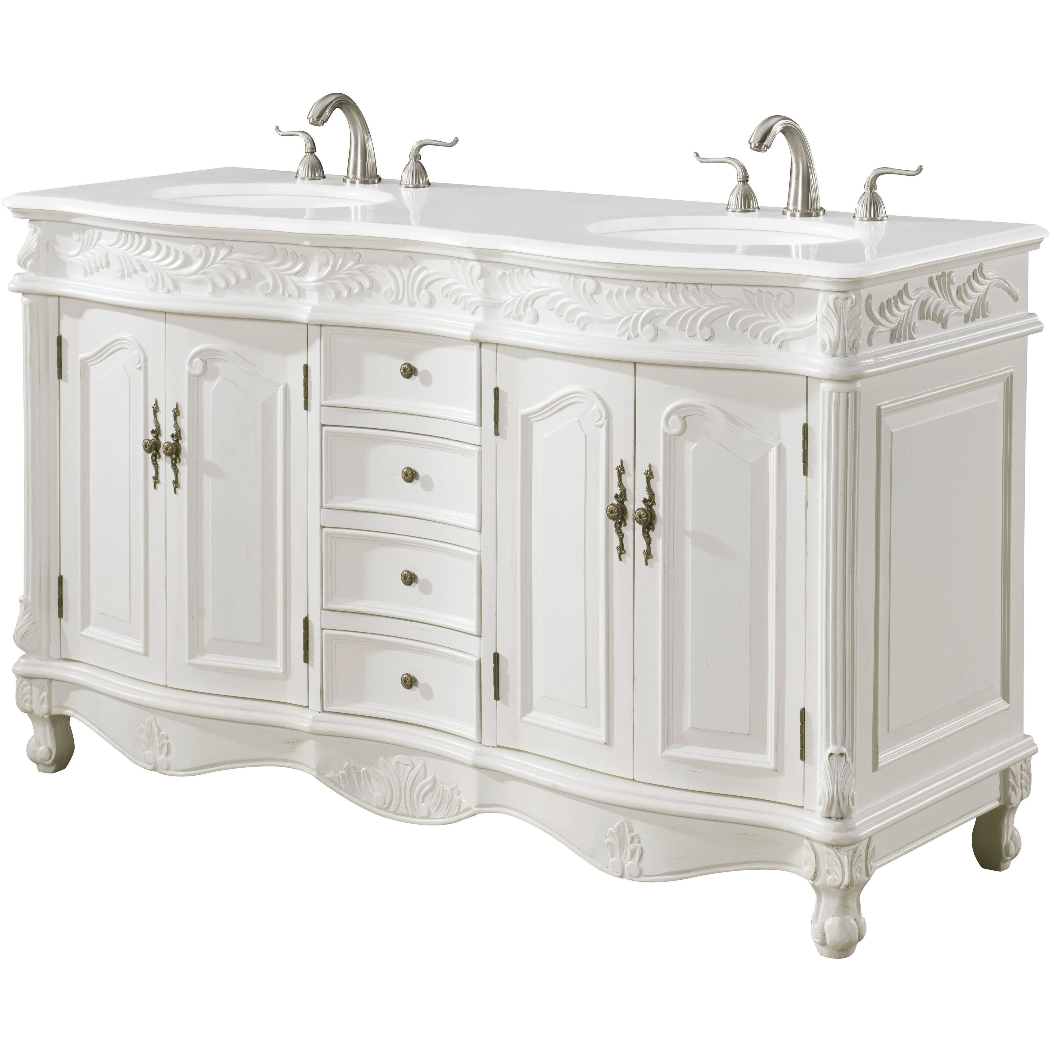 Windsor 60 X 22 X 36 inch Antique White Vanity Sink Set