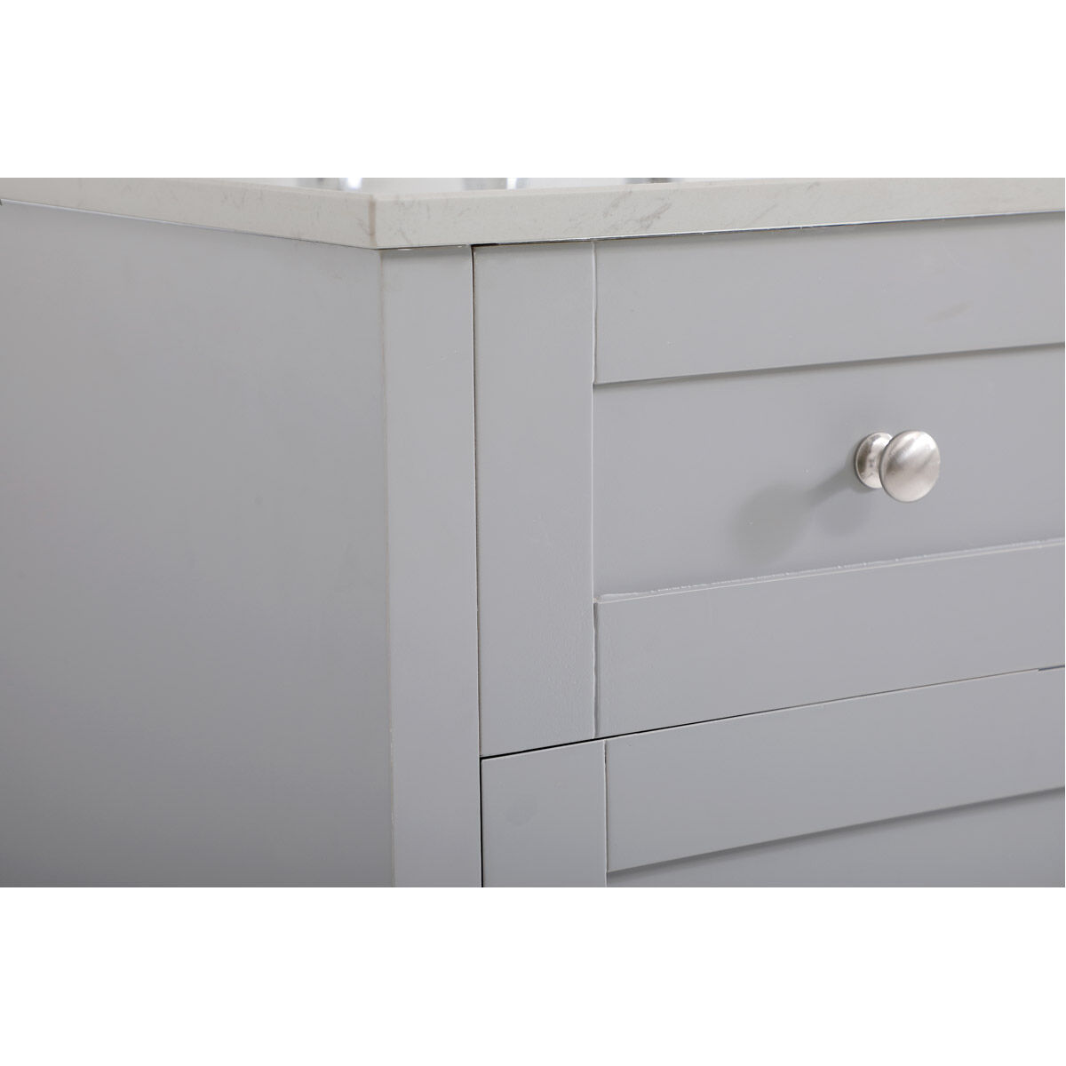 Moore 60 X 22 X 34 inch Grey and Brushed Nickel with Calacatta Quartz Vanity Sink Set