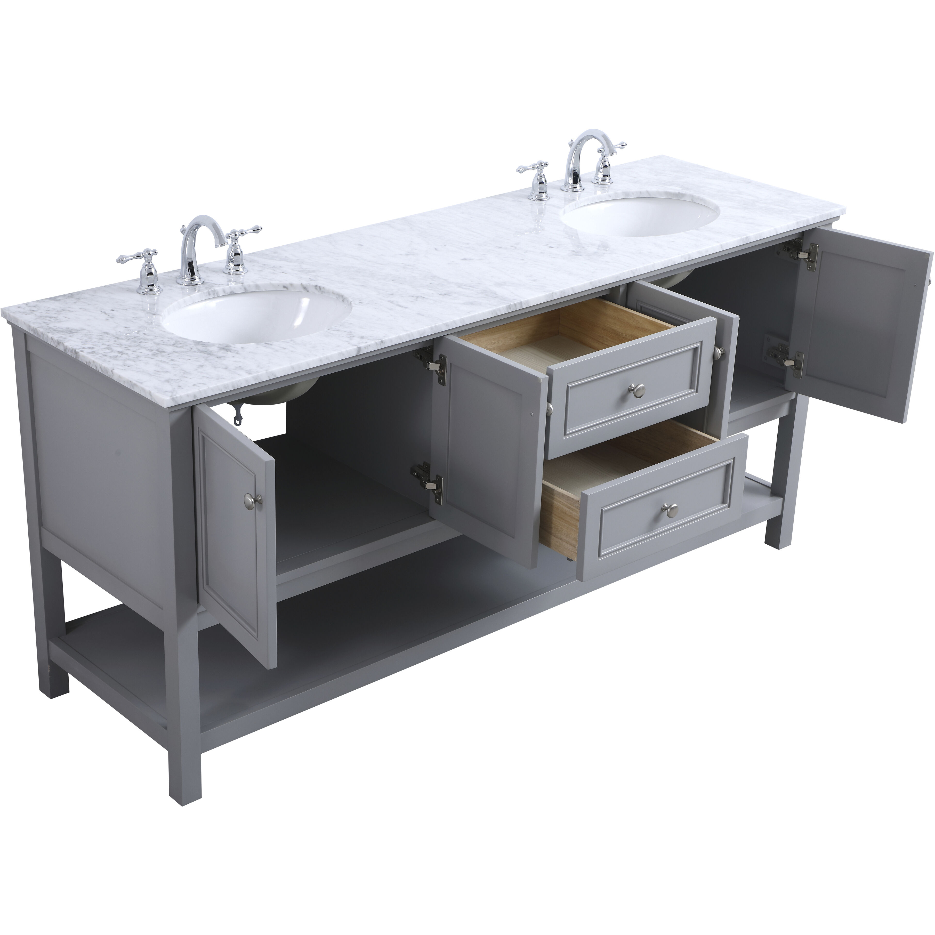 Metropolis 72 X 22 X 34 inch Grey Vanity Sink Set