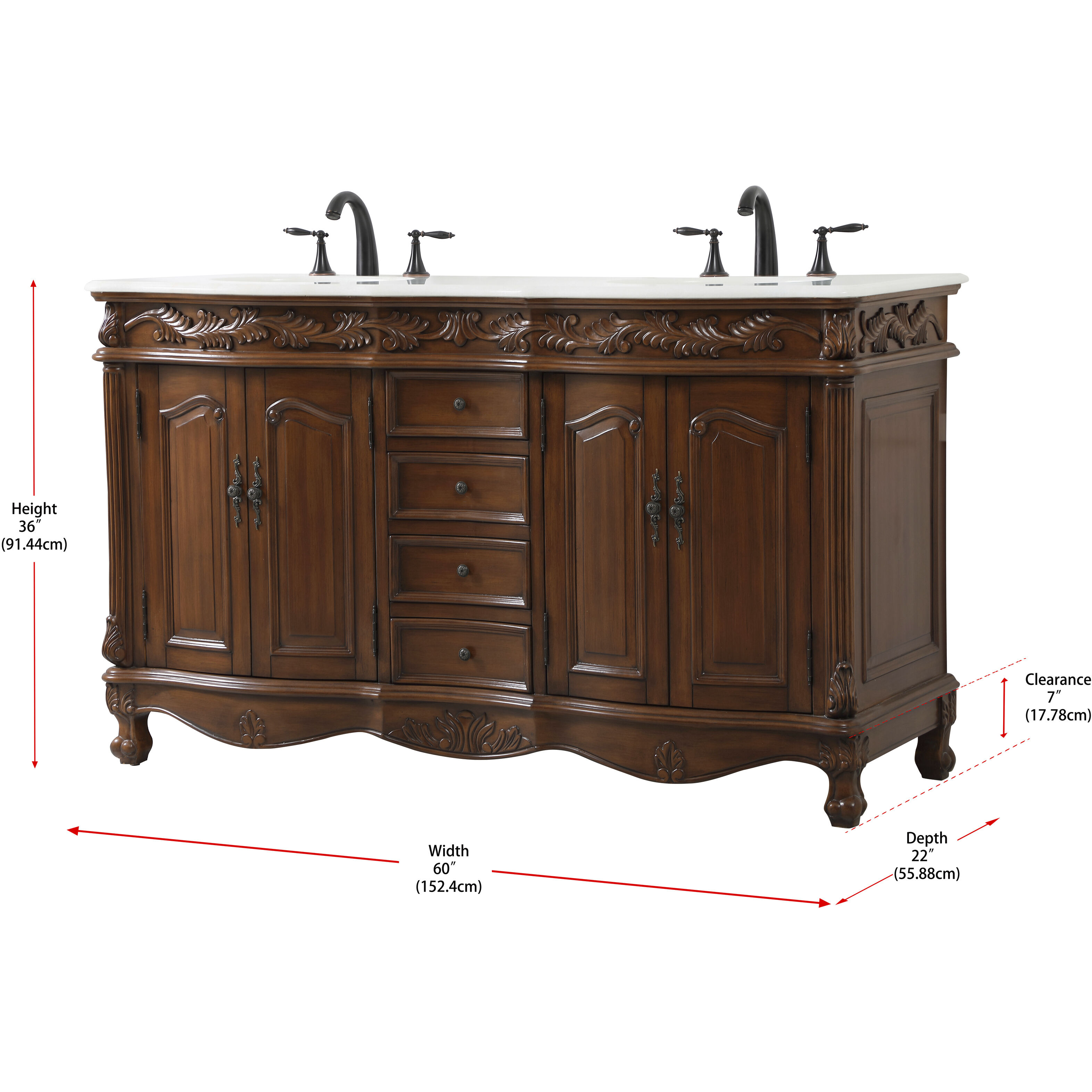 Windsor 60 X 22 X 36 inch Teak Vanity Sink Set