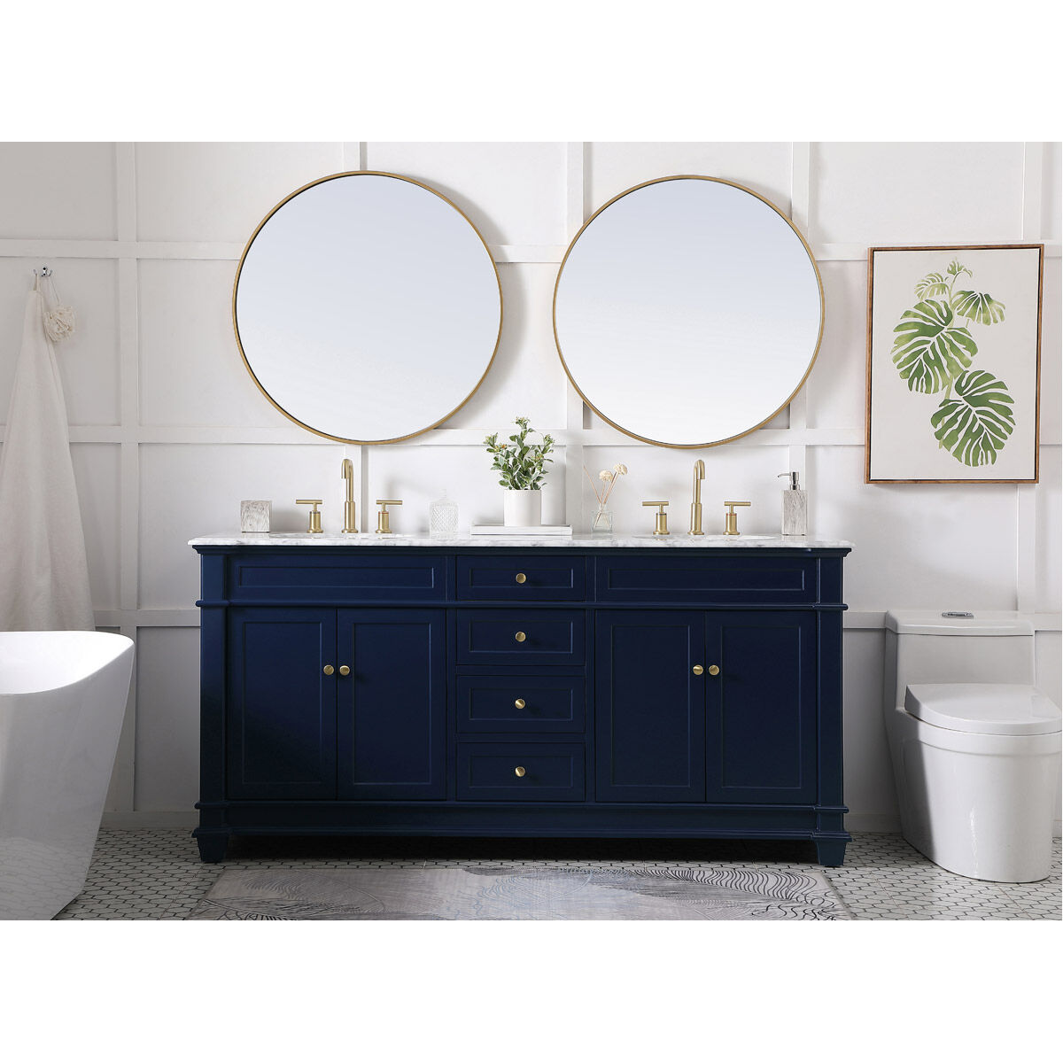 Wesley 72 X 22 X 35 inch Blue Vanity Sink Set