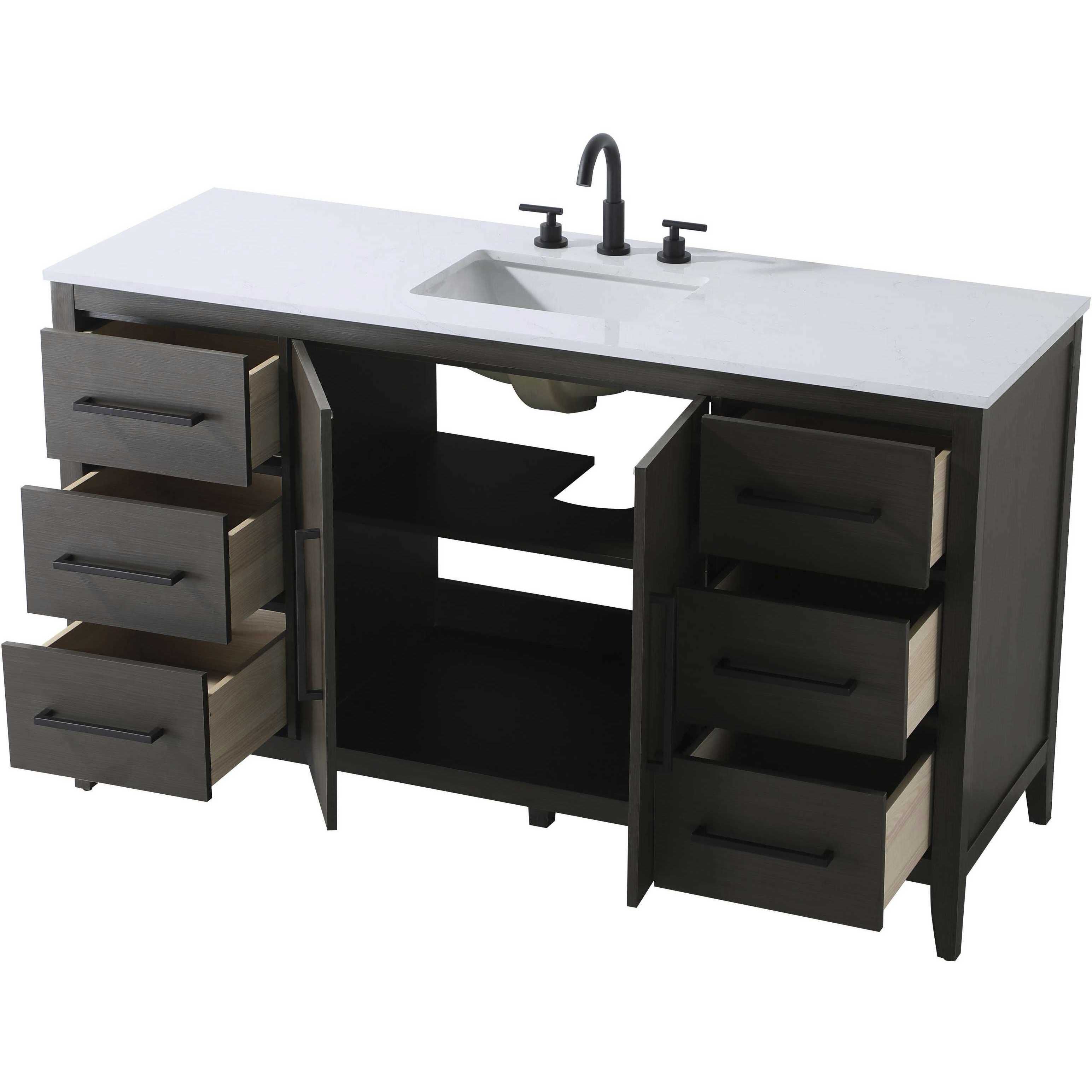 Millie 60 X 35 inch Mocha Brown Bathroom Vanity Cabinet
