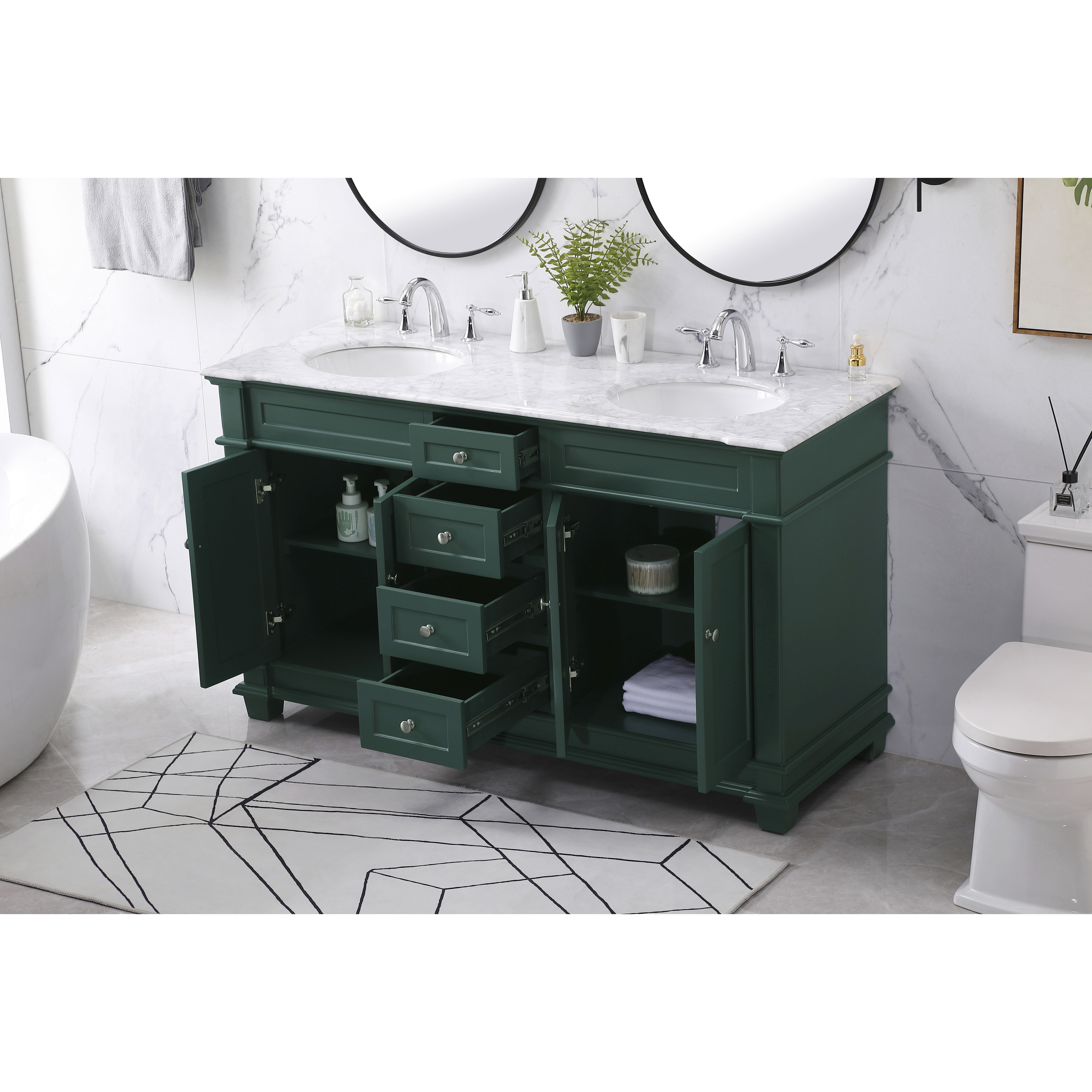 Wesley 60 X 22 X 35 inch Black Vanity Sink Set