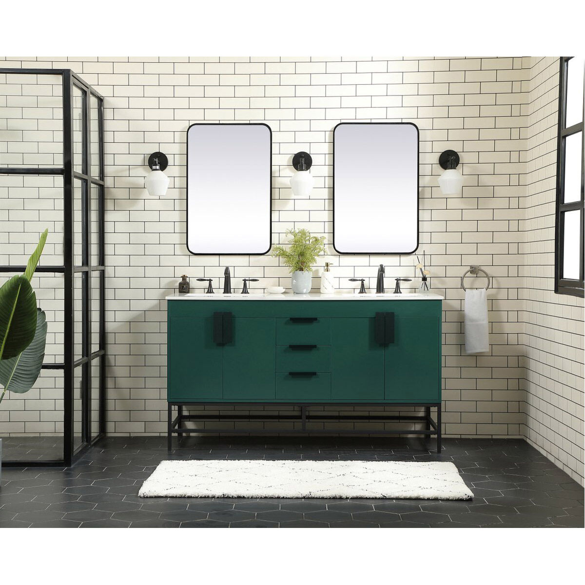 Eugene 60 X 22 X 33.5 inch Green Vanity Sink Set