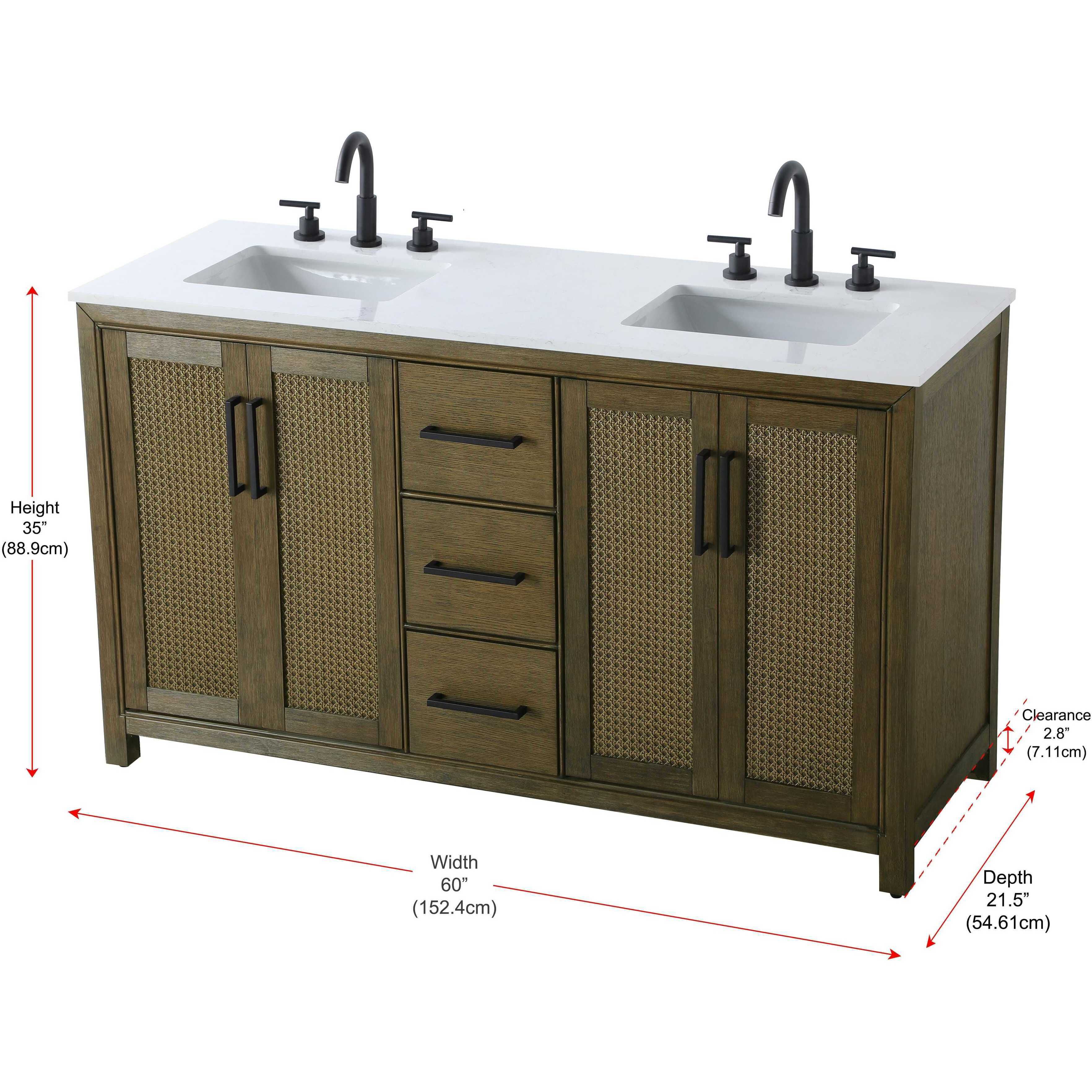 Alina 60 X 34 inch Hazel Oak Bathroom Vanity Cabinet
