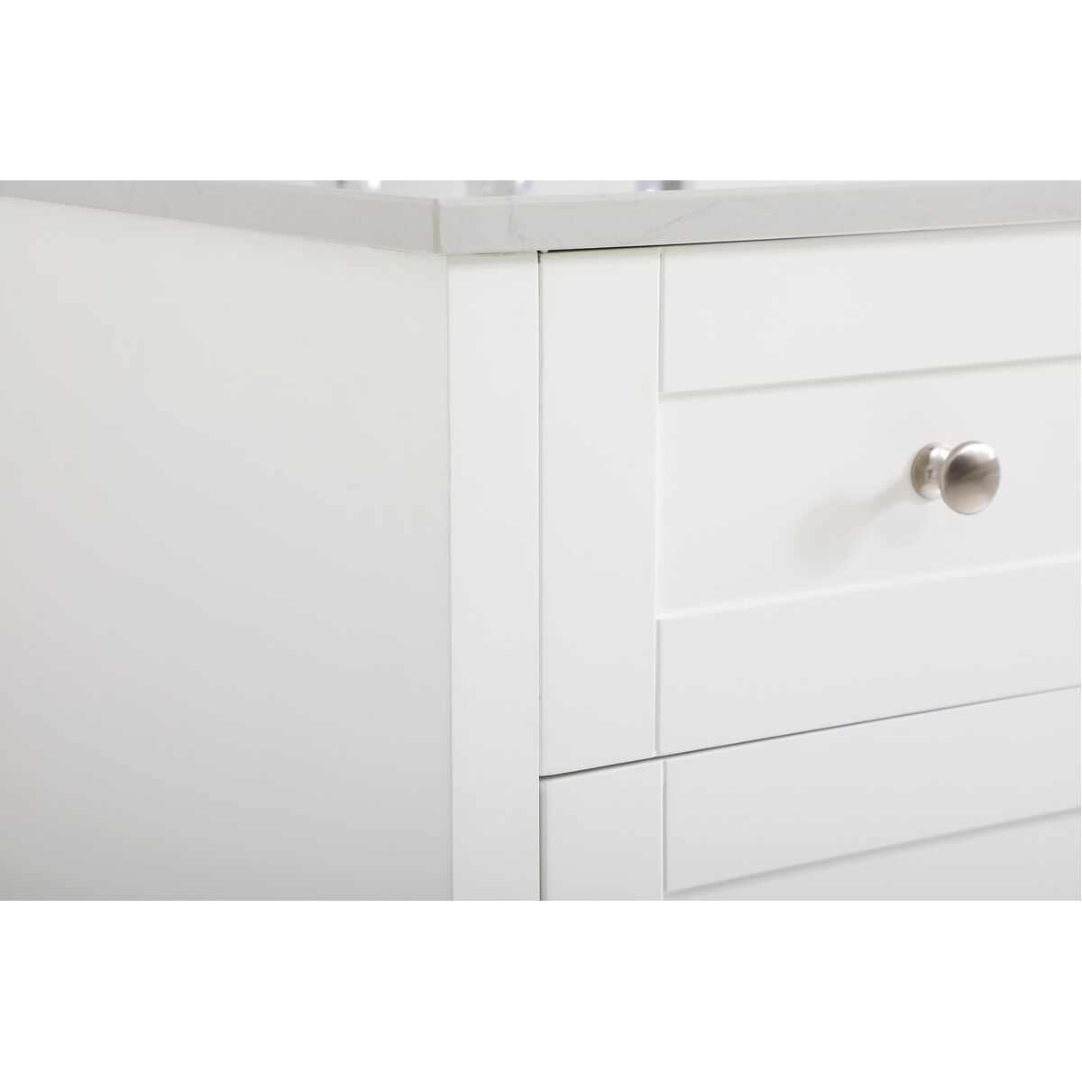 Moore 60 X 22 X 34 inch White and Brushed Nickel with Calacatta Quartz Vanity Sink Set