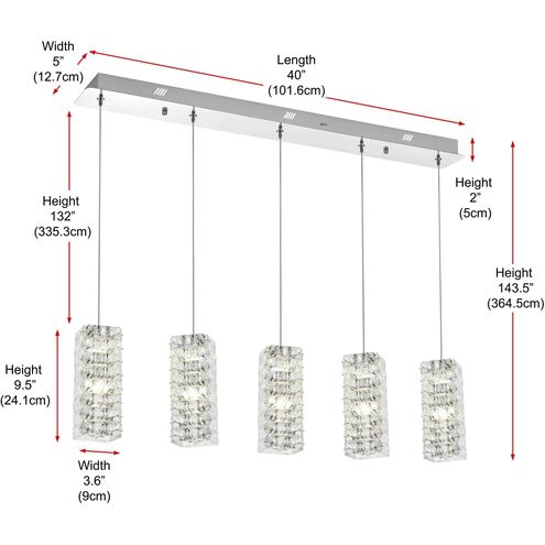 Aston 5 Light 5 inch Chrome Pendant Ceiling Light