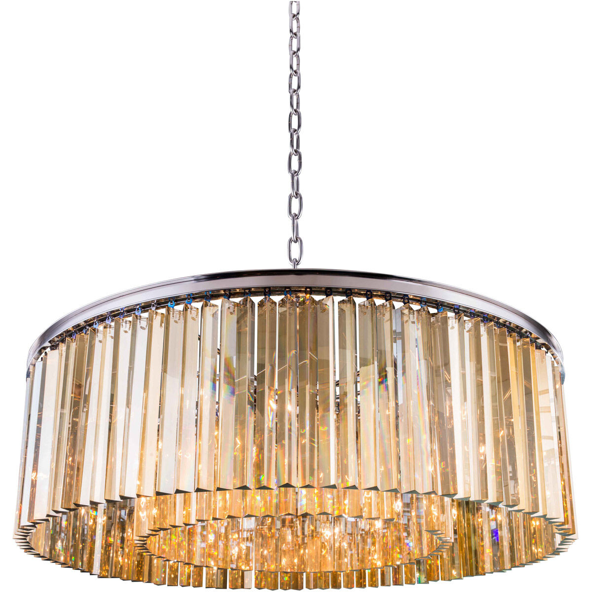 Sydney 10 Light 43.5 inch Polished Nickel Pendant Ceiling Light in Golden Teak, Urban Classic