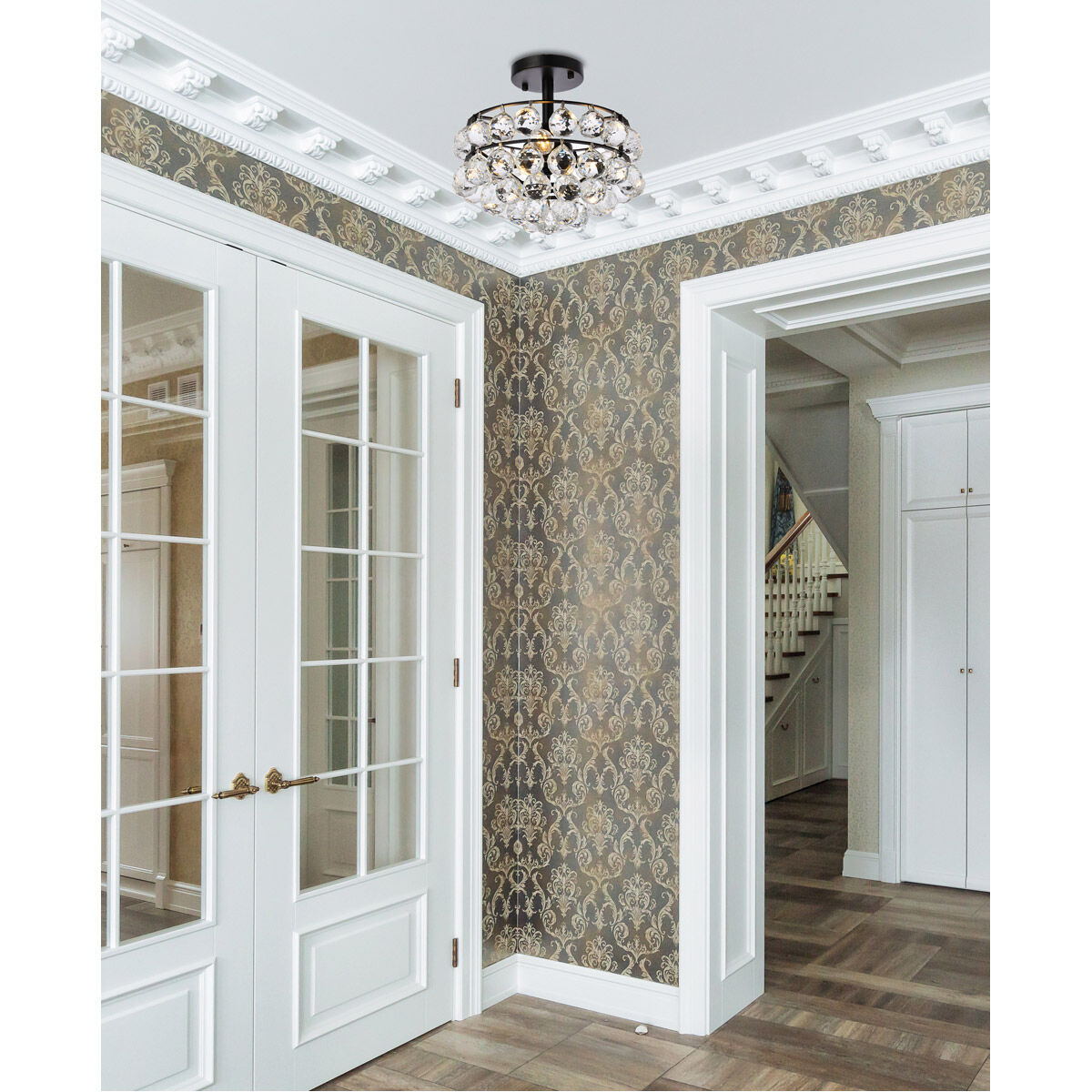 Savannah 3 Light 12 inch Black Flush Mount Ceiling Light